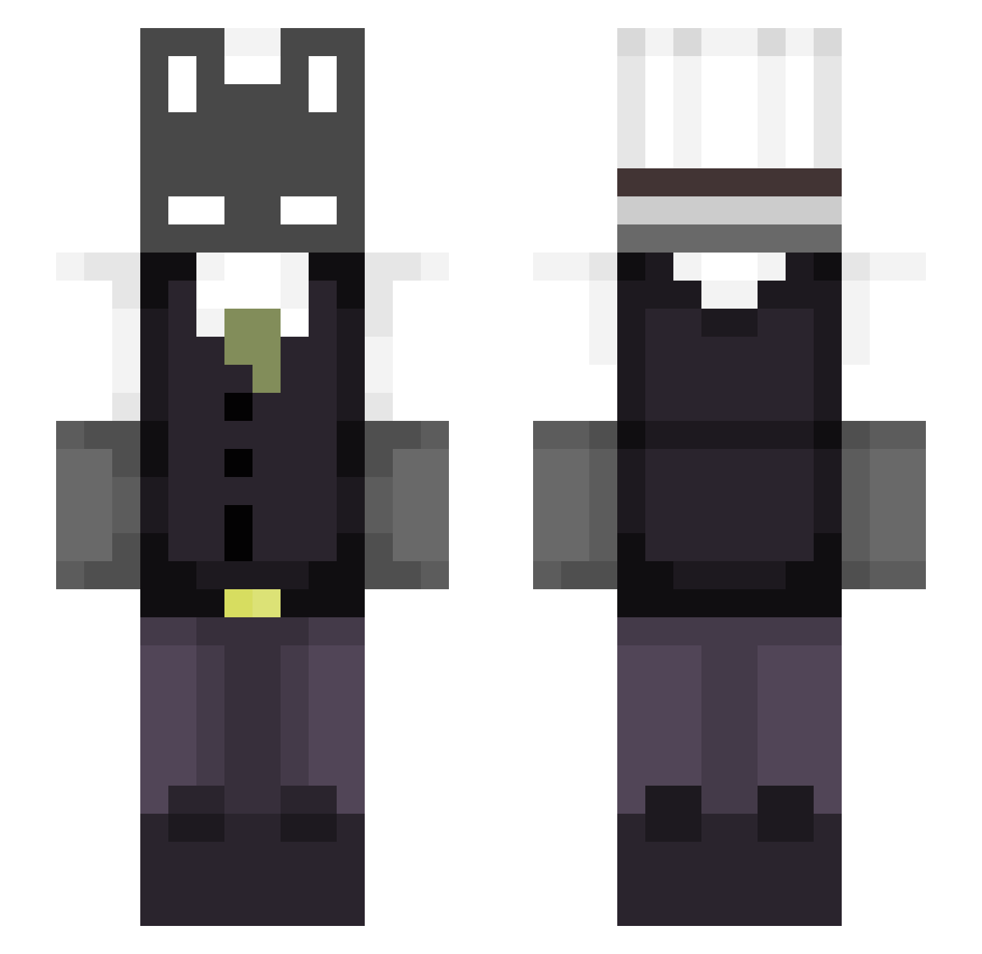 Geckarr Minecraft skin, front and back view