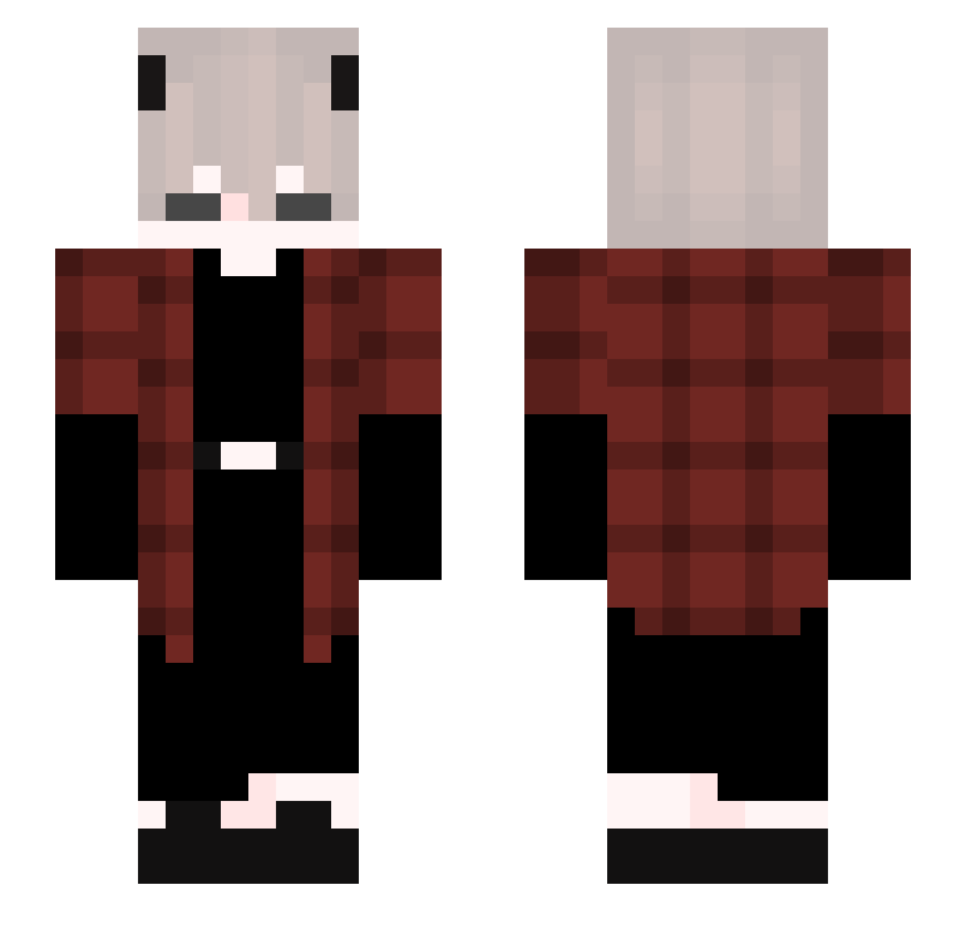 zGatito7w7 Minecraft skin, front and back view