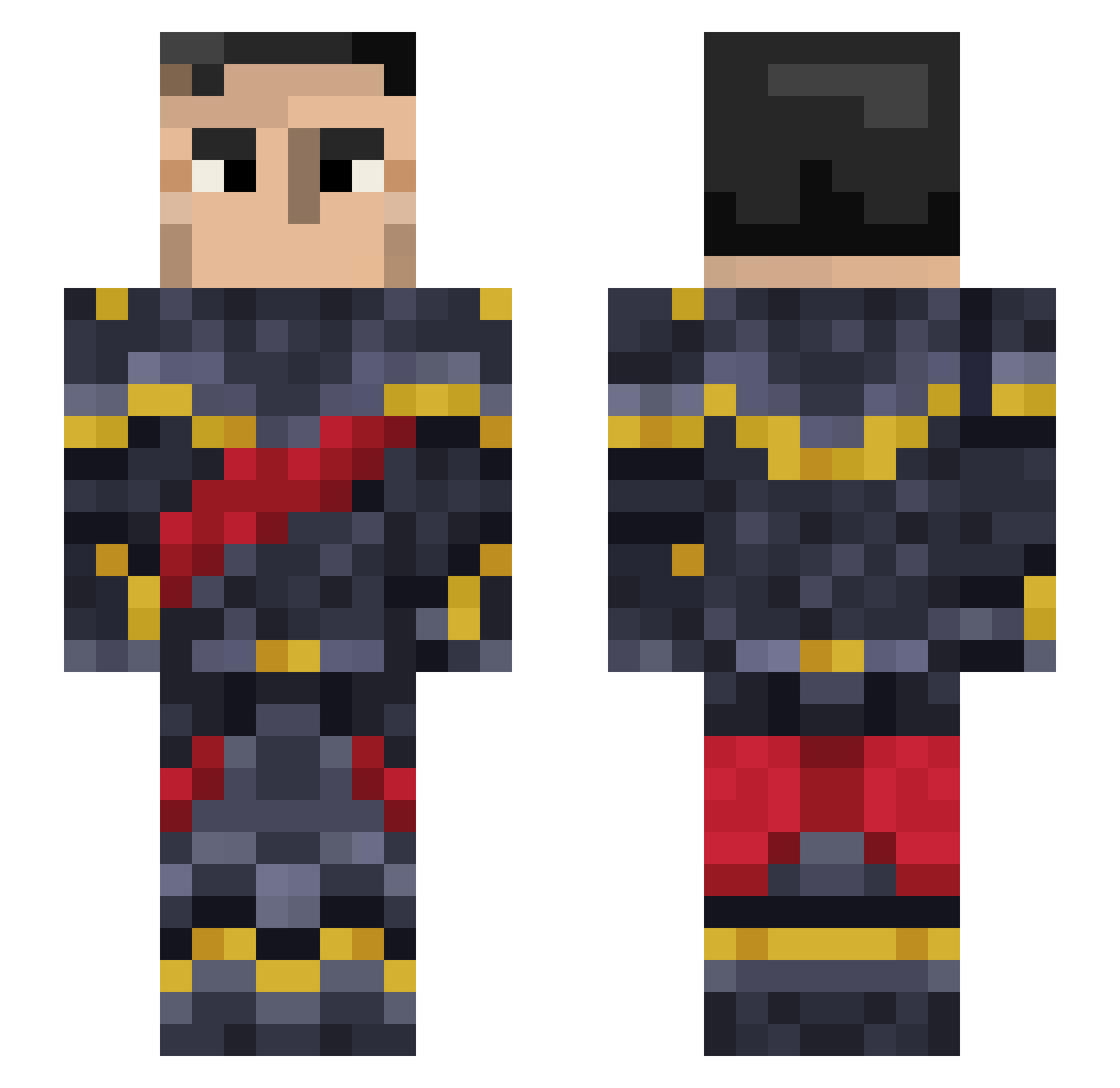 Clewskii Minecraft skin, front and back view
