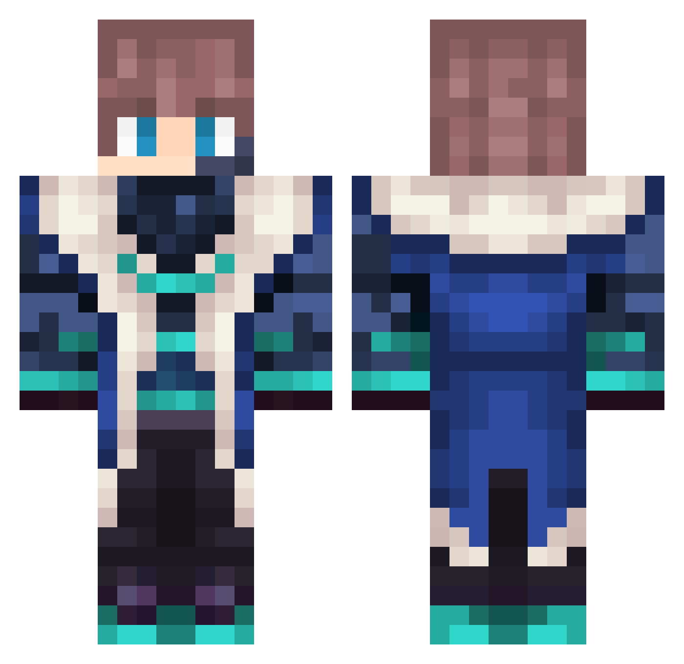 Reicor Minecraft skin, front and back view