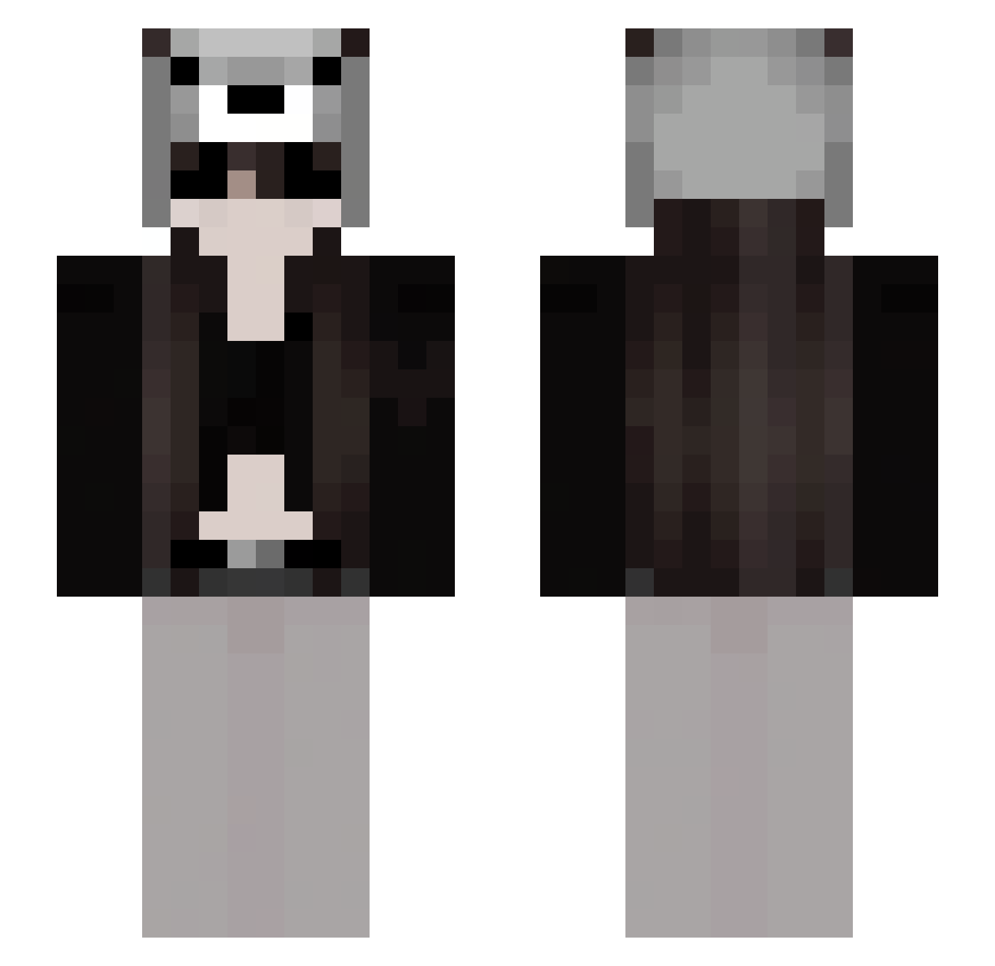 Dyinqs Minecraft skin, front and back view