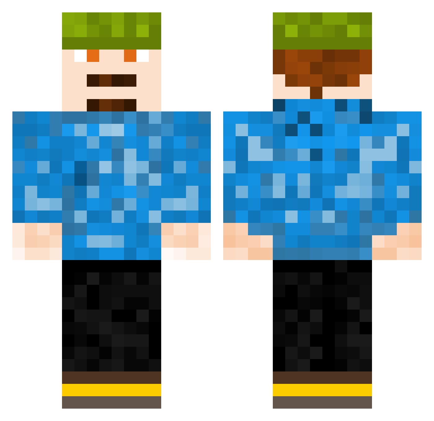 Tomisch Minecraft skin, front and back view