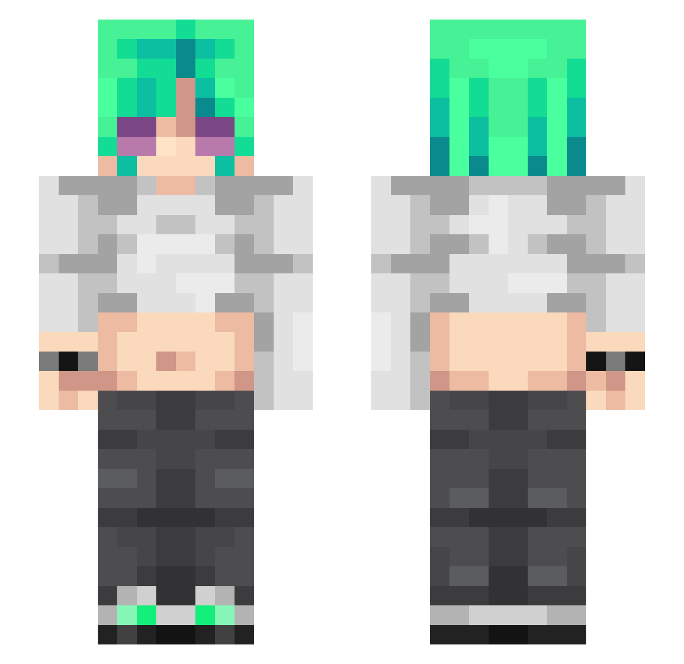 AlexBeemo Minecraft skin, front and back view
