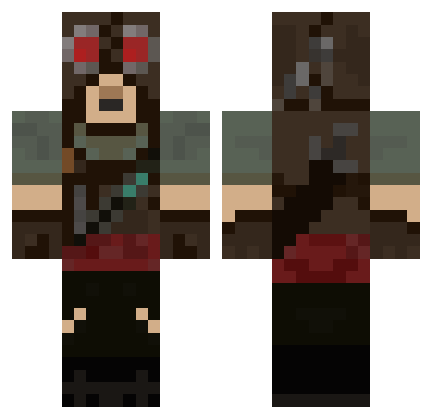 Ichneumon Minecraft skin, front and back view