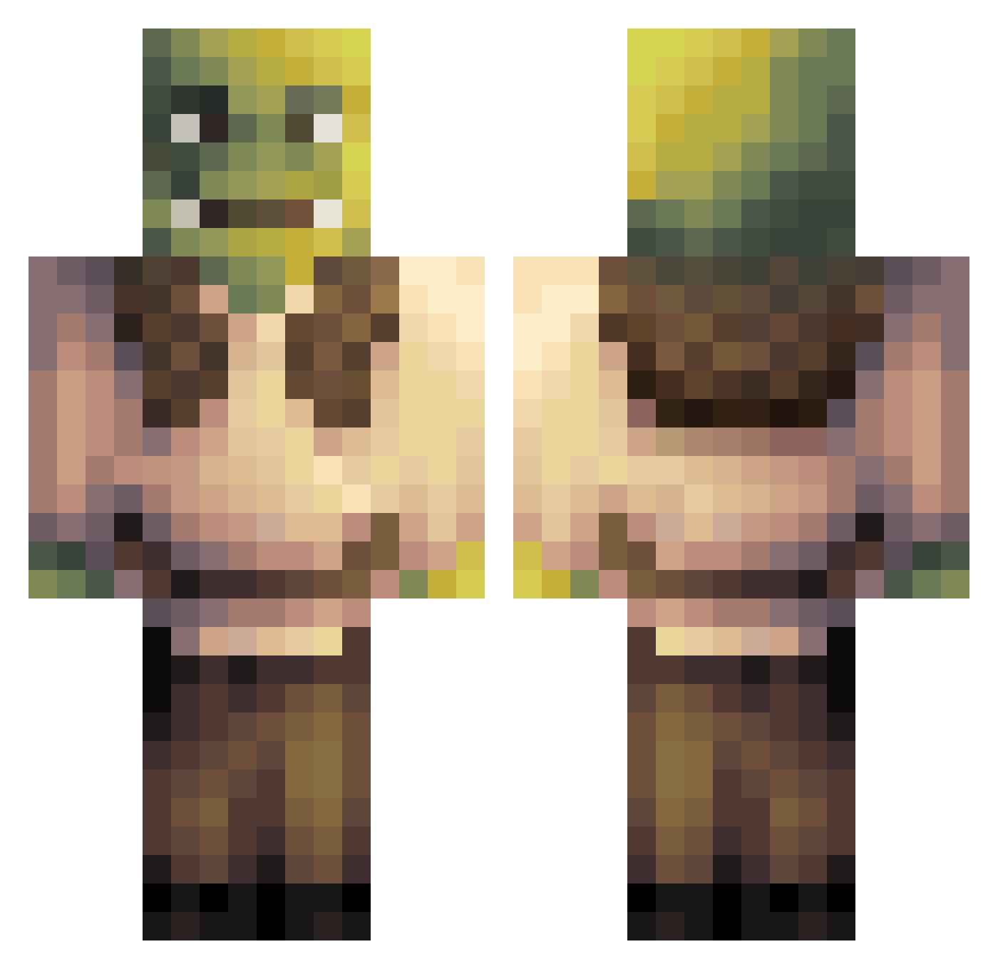 Mianek Minecraft skin, front and back view
