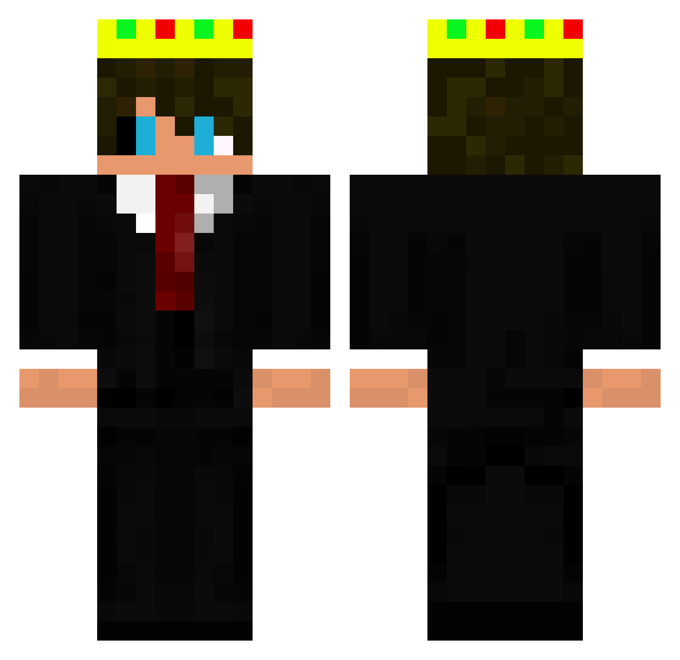HgMidas Minecraft skin, front and back view