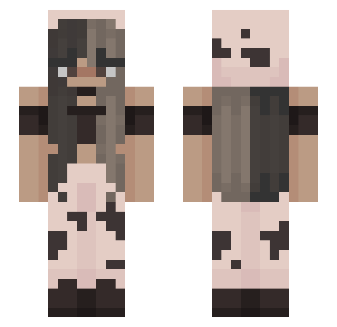 Evitas Minecraft skin, front and back view