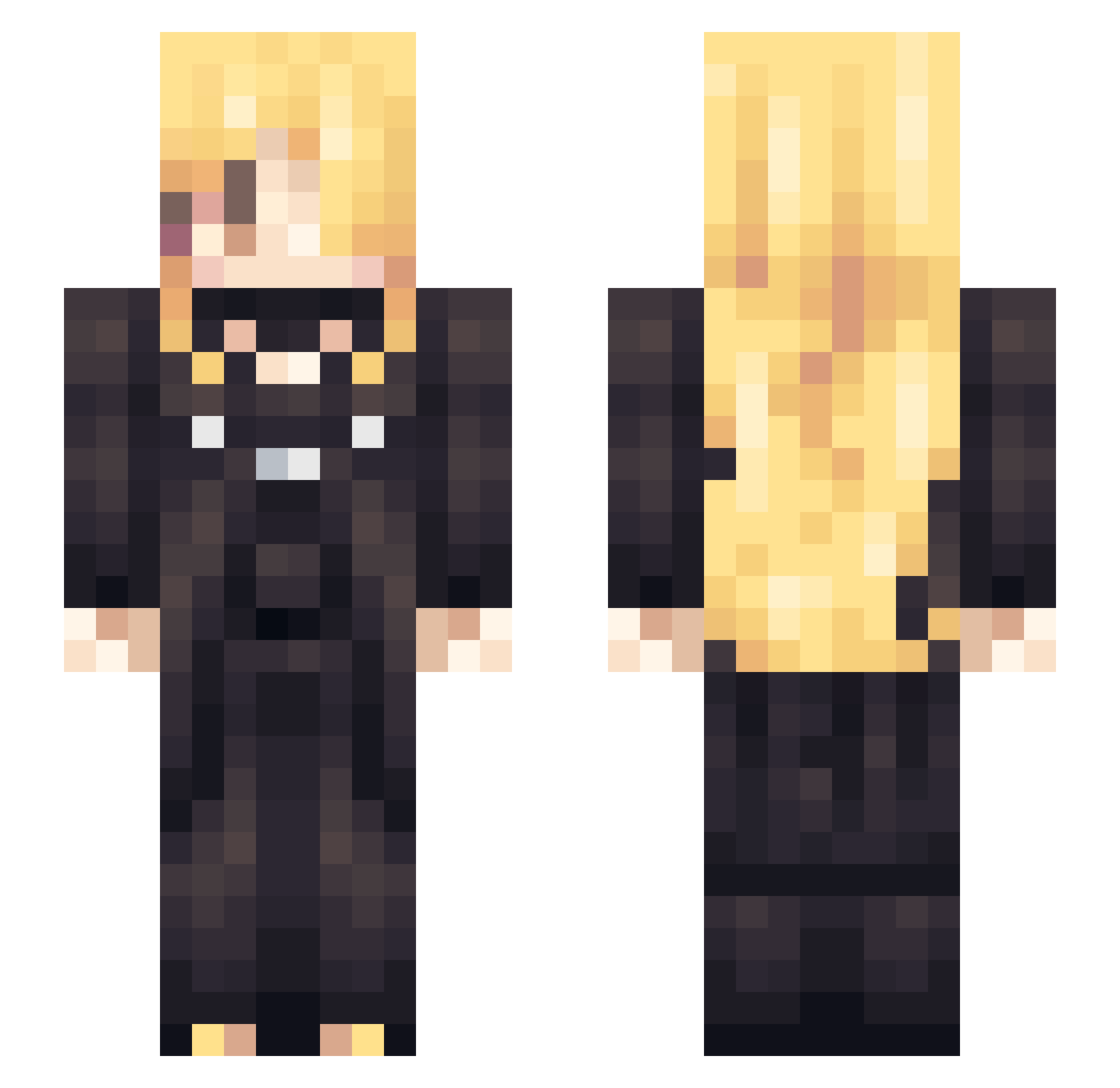 WaterySoap Minecraft skin, front and back view