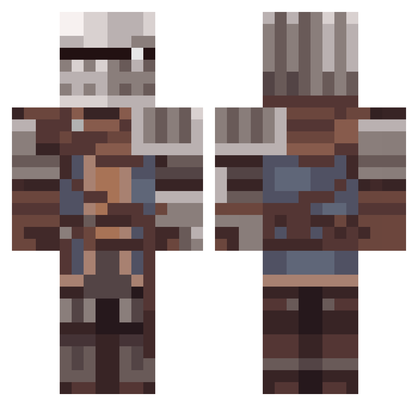 OnceUponABoogie Minecraft skin, front and back view