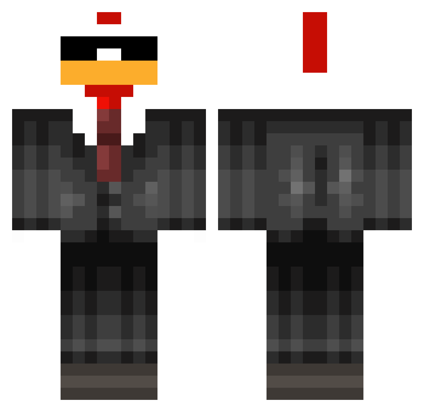Thomasj007 Minecraft skin, front and back view