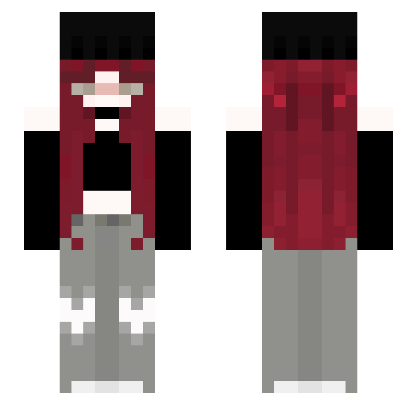PrimeKirsche Minecraft skin, front and back view