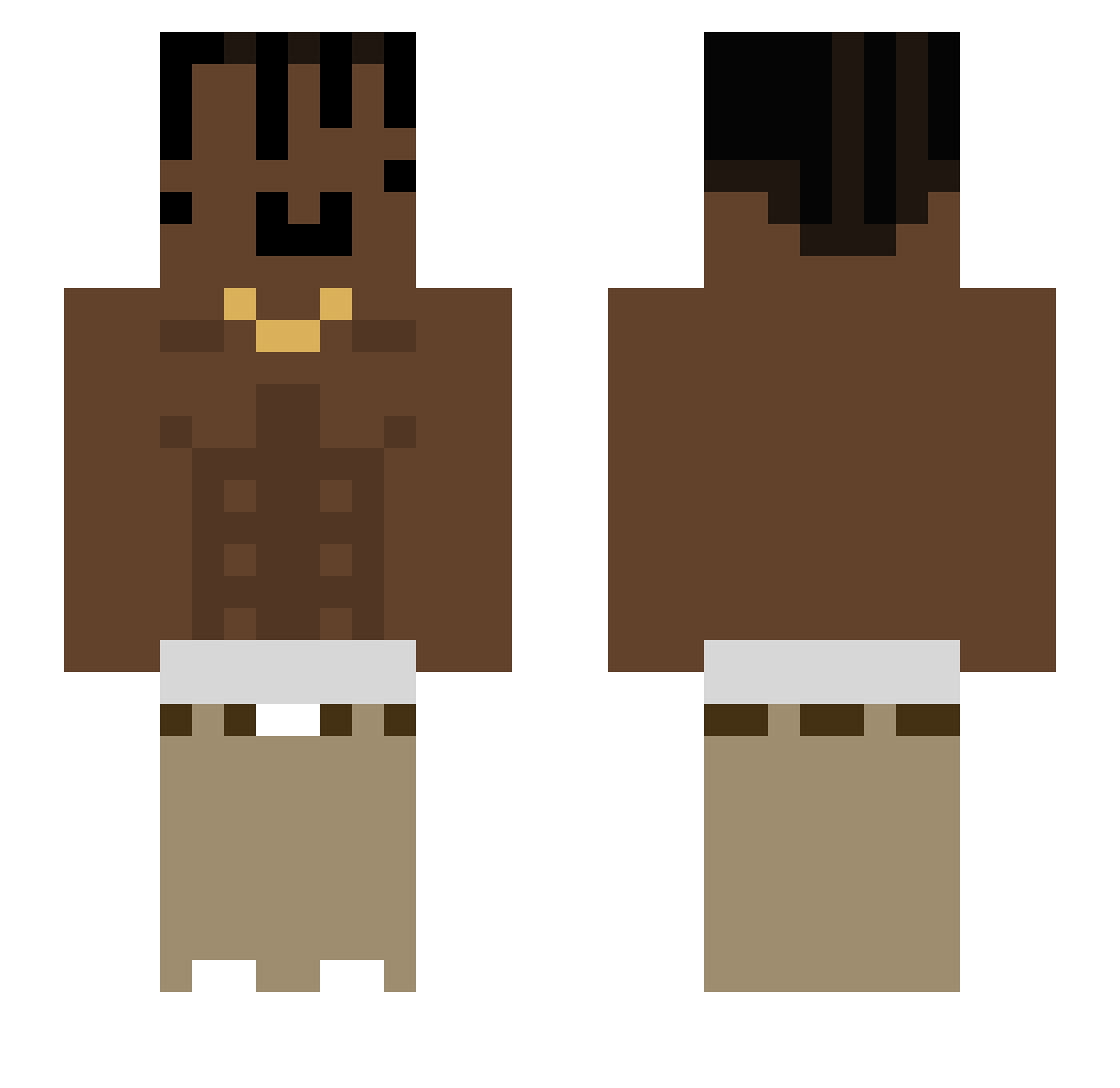 rvra Minecraft skin, front and back view