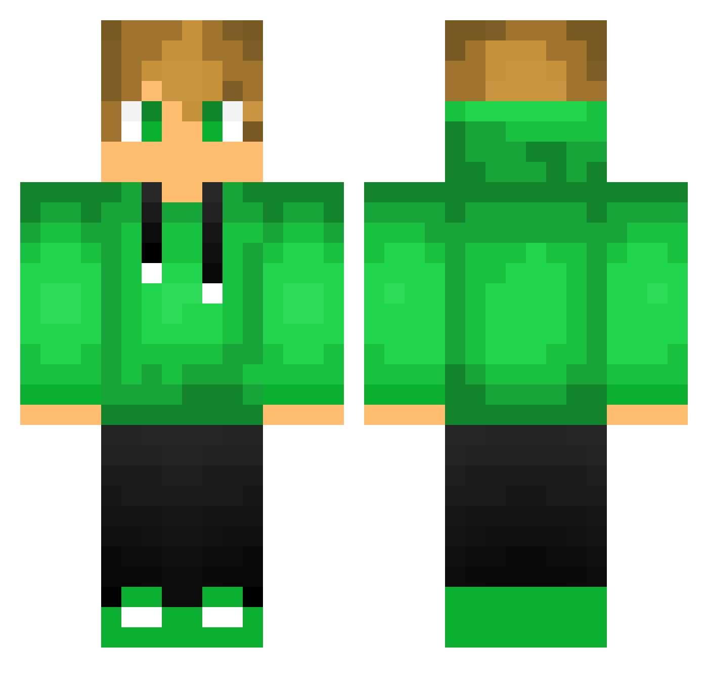 RightClickd Minecraft skin, front and back view