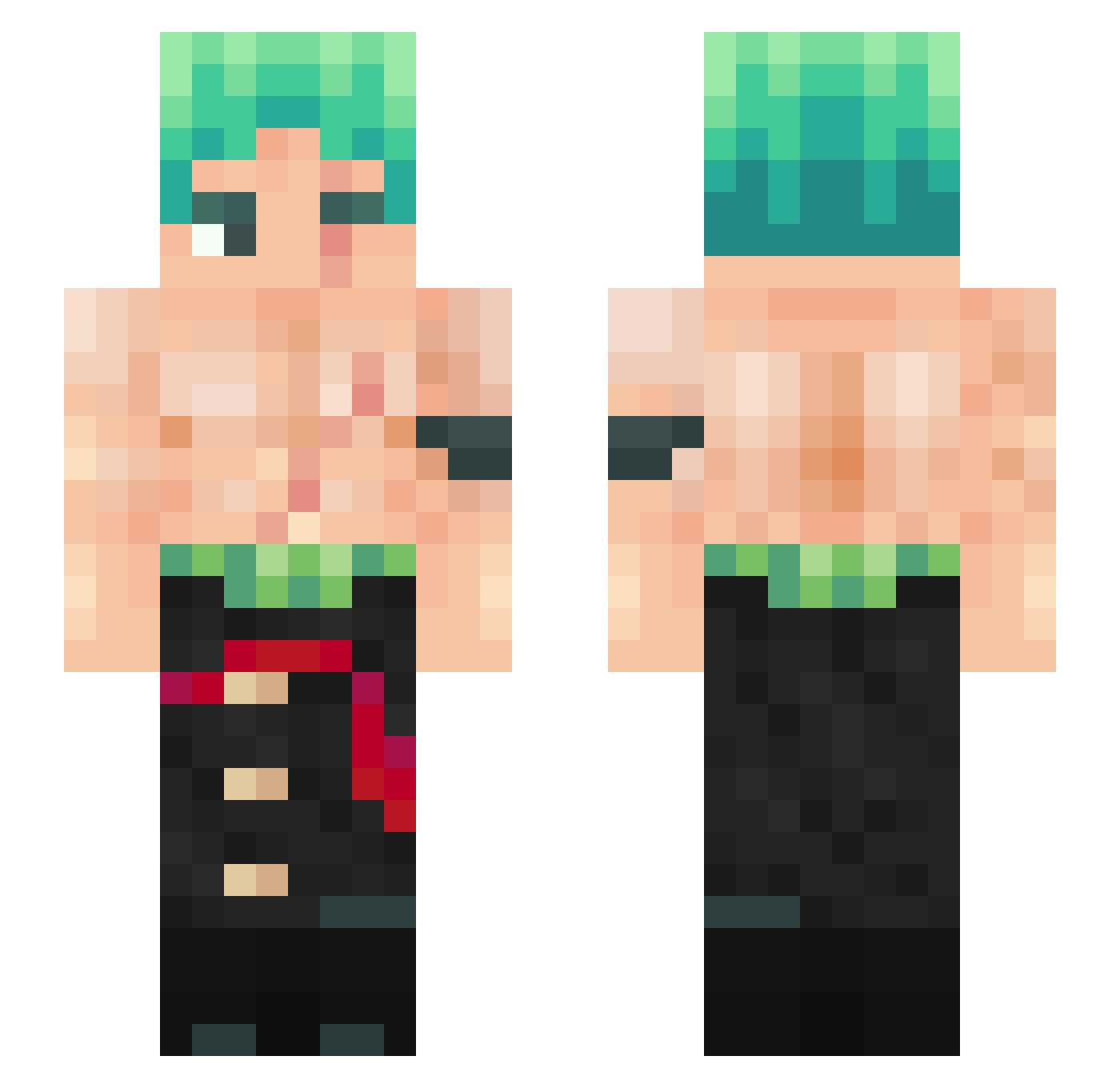 TuPader Minecraft skin, front and back view