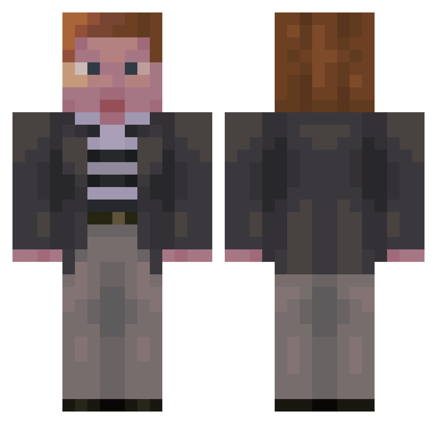Rick_Roll Minecraft skin, front and back view