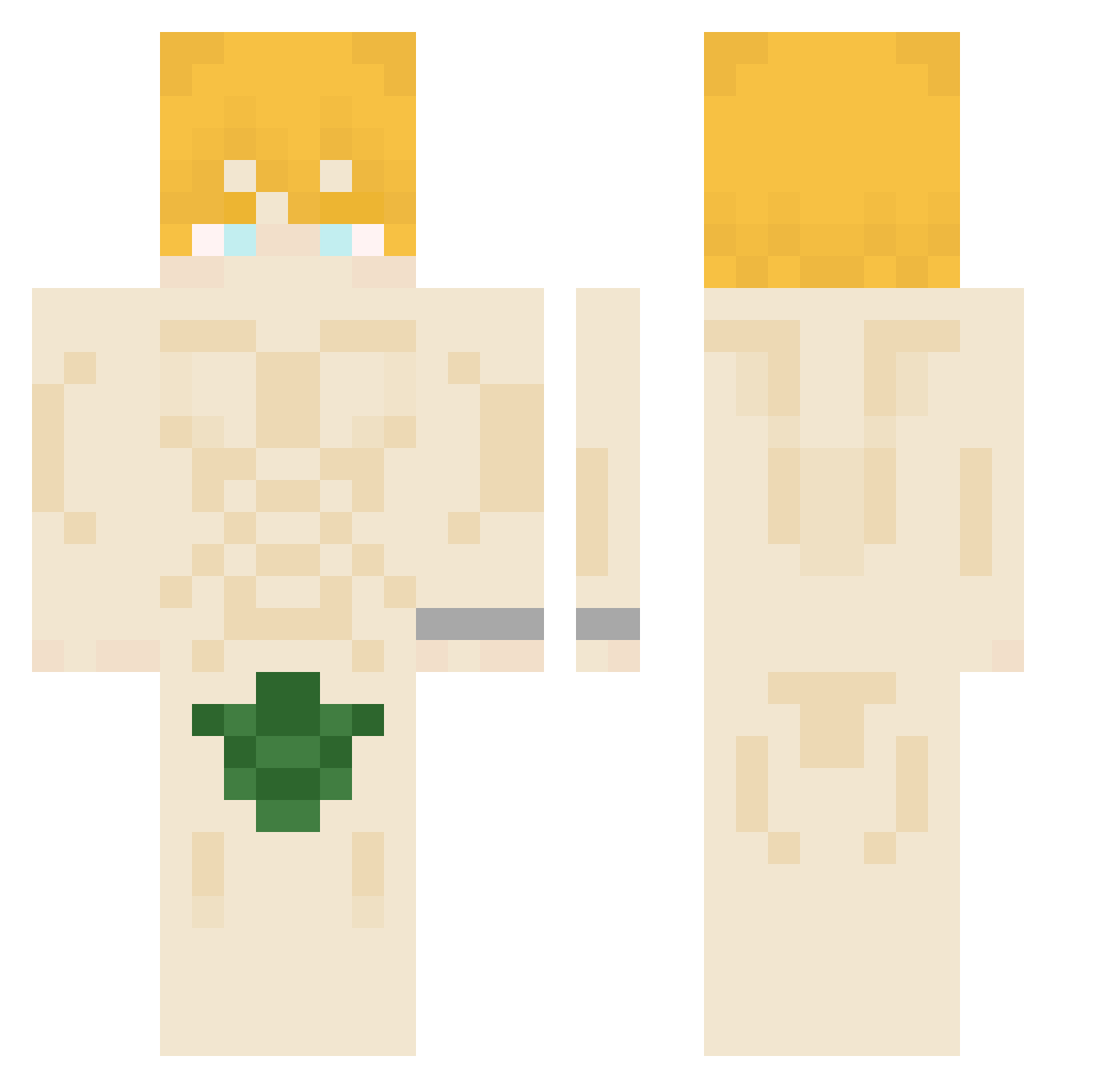 Chubbett Minecraft skin, front and back view