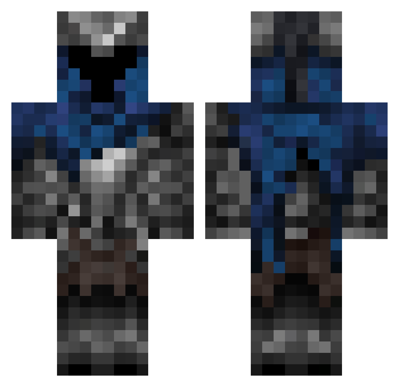 Preponderantly Minecraft skin, front and back view
