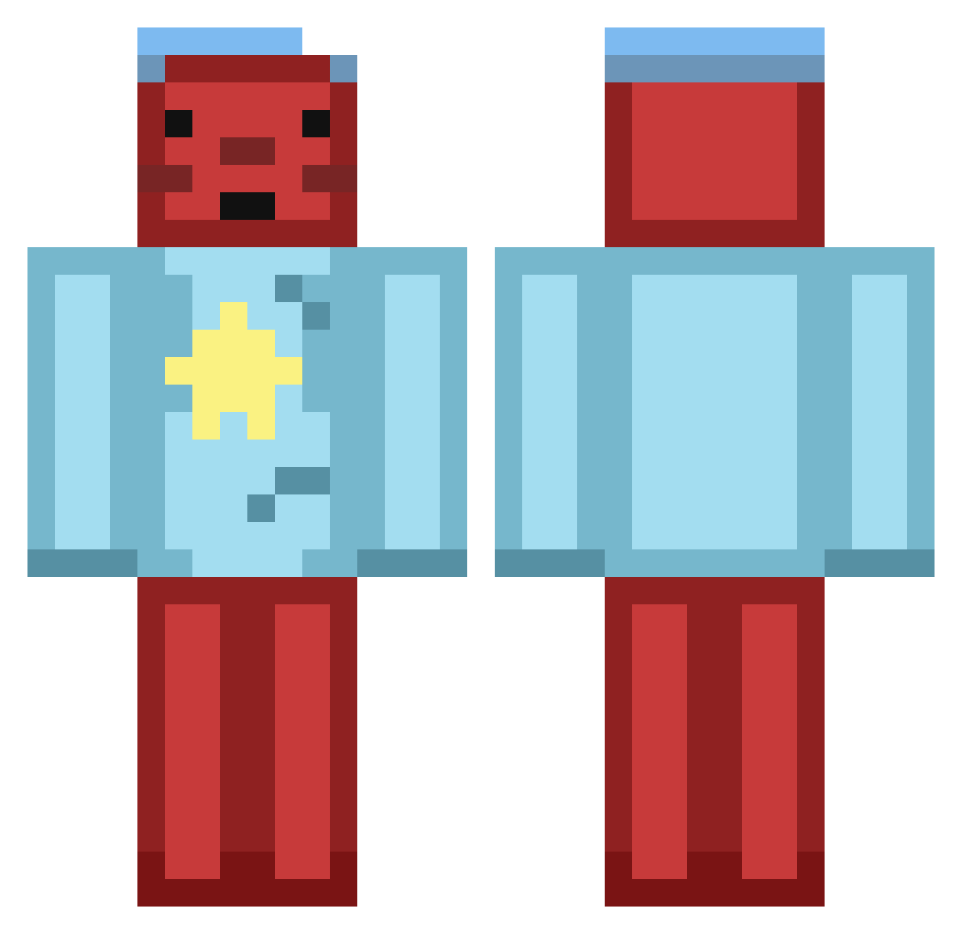 Rainbowpopcorn5 Minecraft skin, front and back view