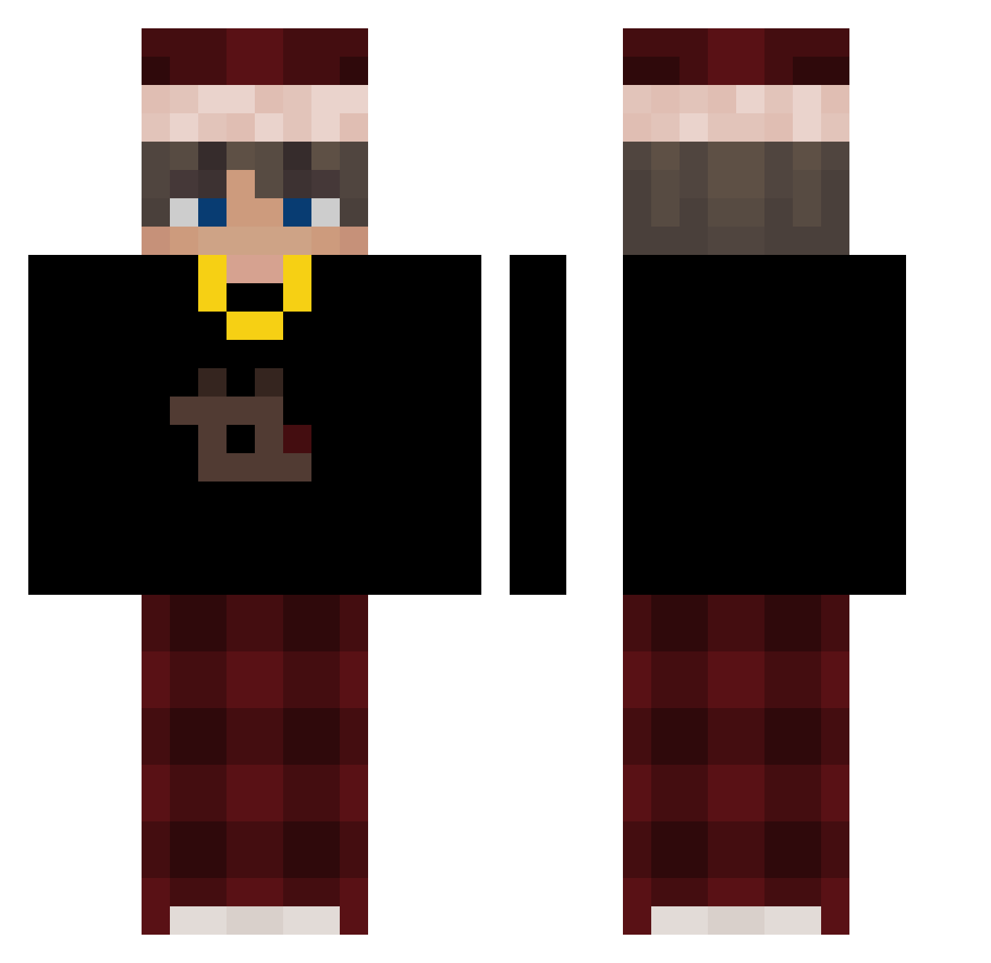 TheW1zar3 Minecraft skin, front and back view