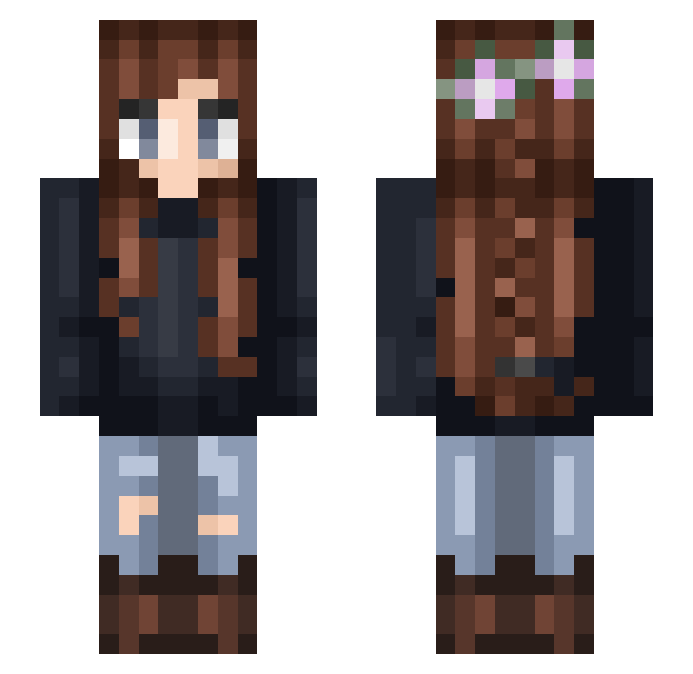 Elvirafr Minecraft skin, front and back view