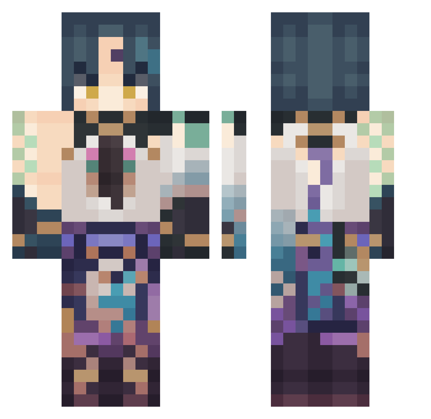 aroq Minecraft skin, front and back view
