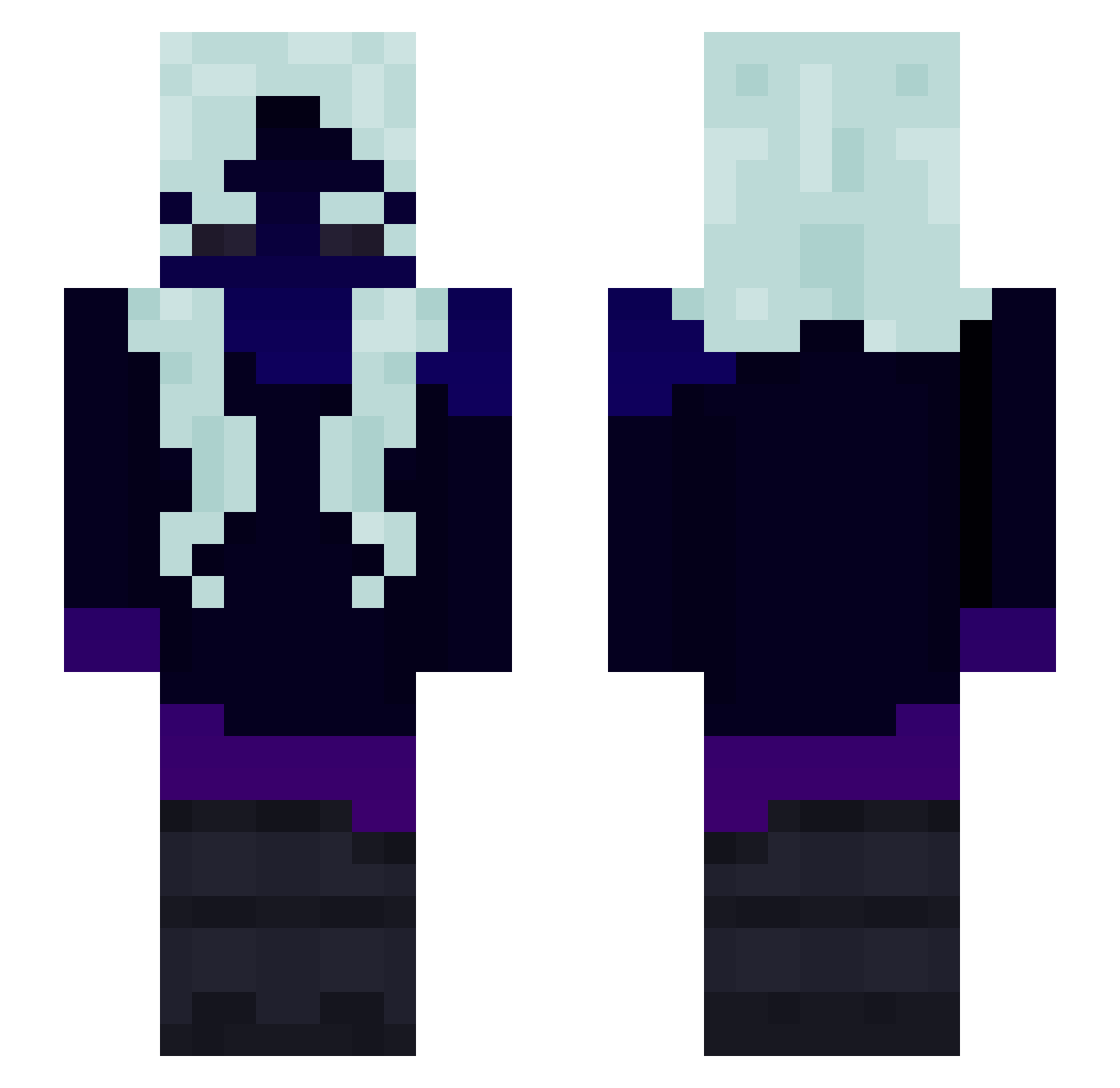 sharkkilz Minecraft skin, front and back view
