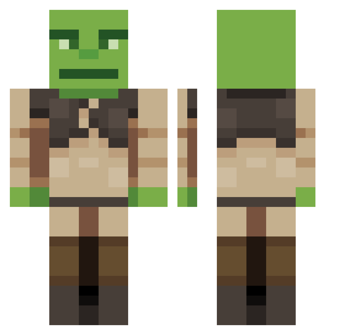 Worldly Minecraft skin, front and back view