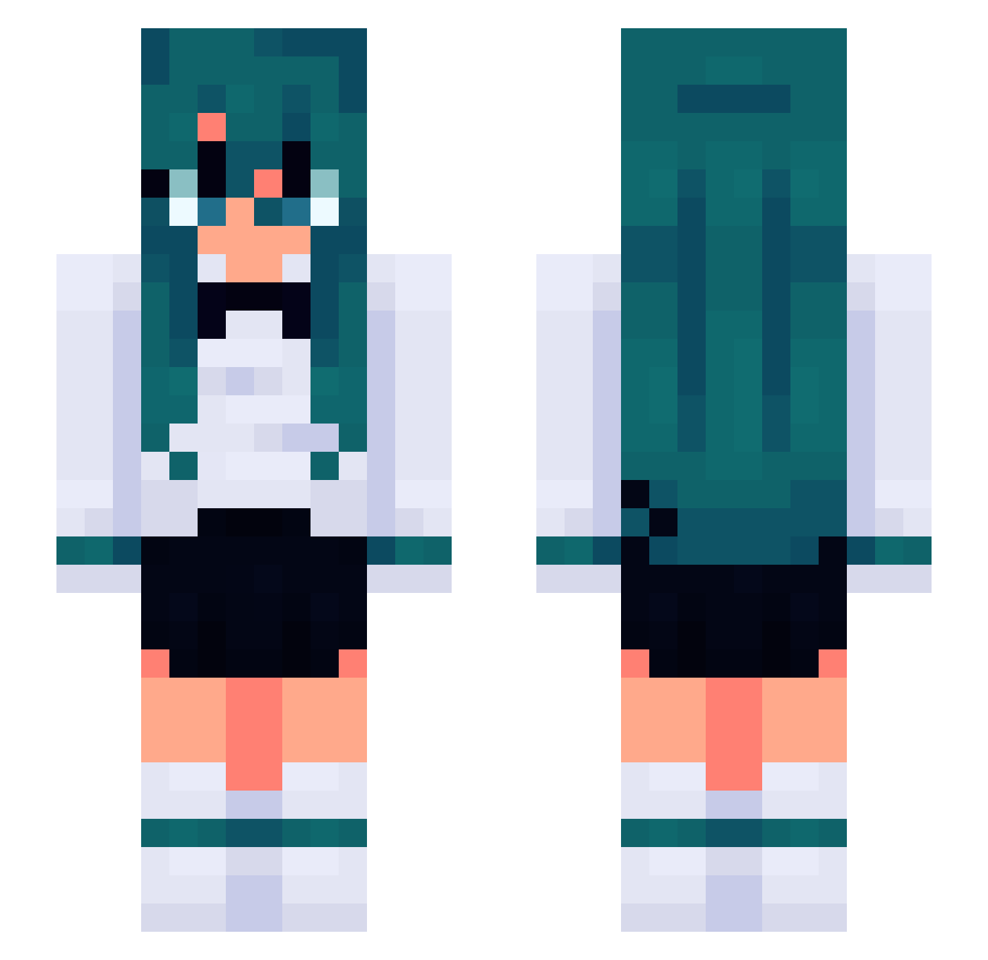 ImNanC Minecraft skin, front and back view