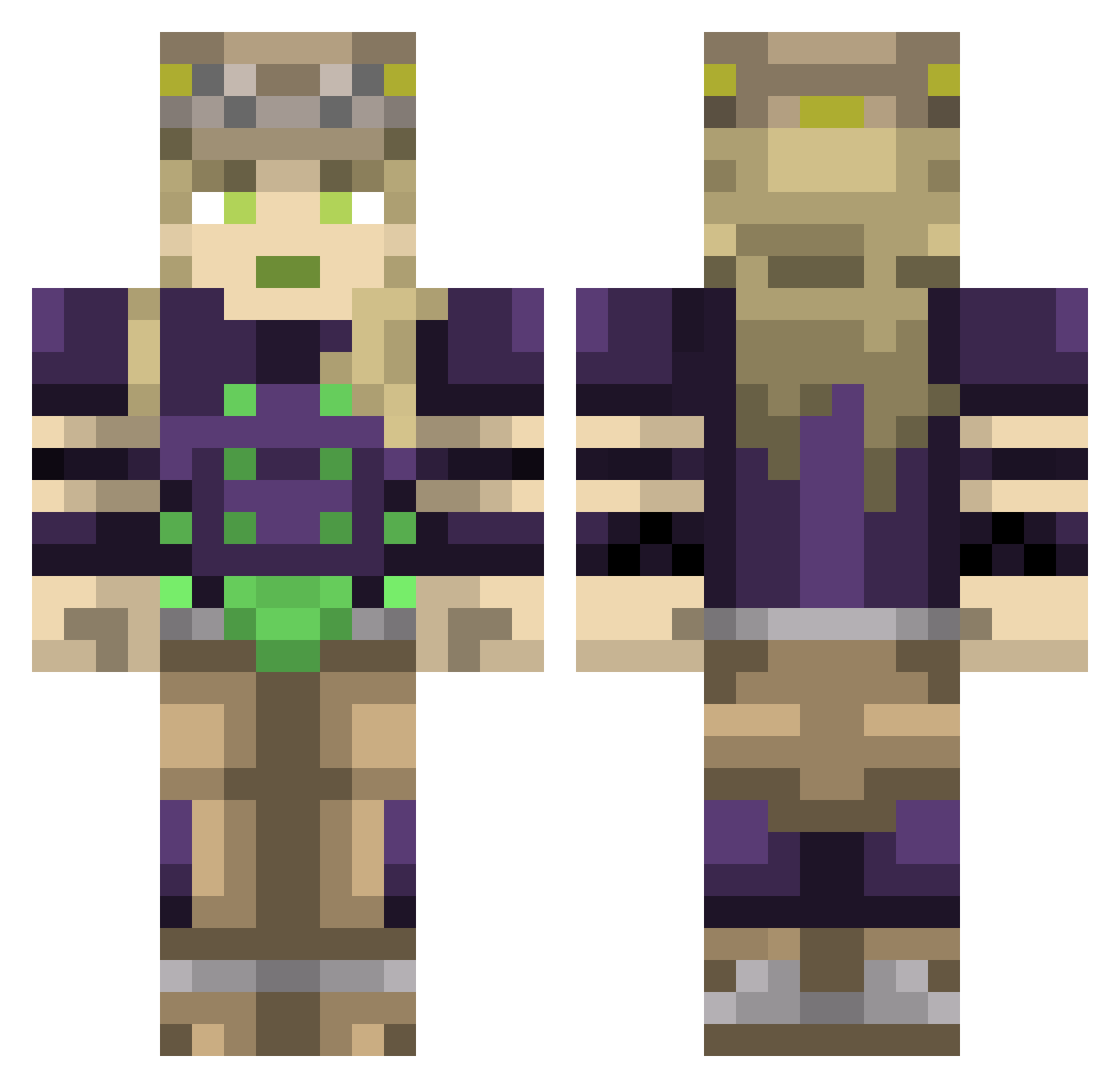 Tyakkka Minecraft skin, front and back view