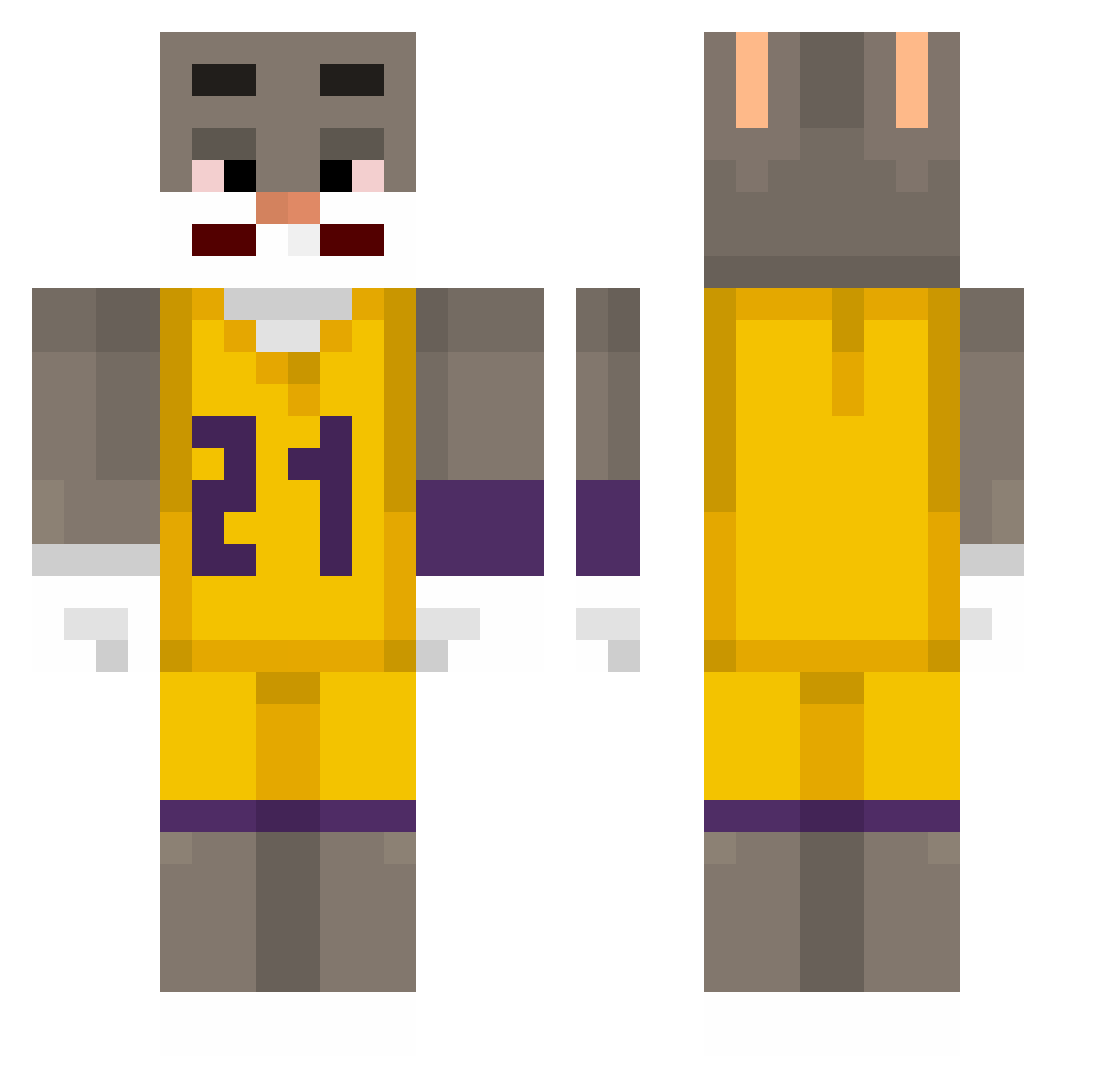 Zoom1509 Minecraft skin, front and back view
