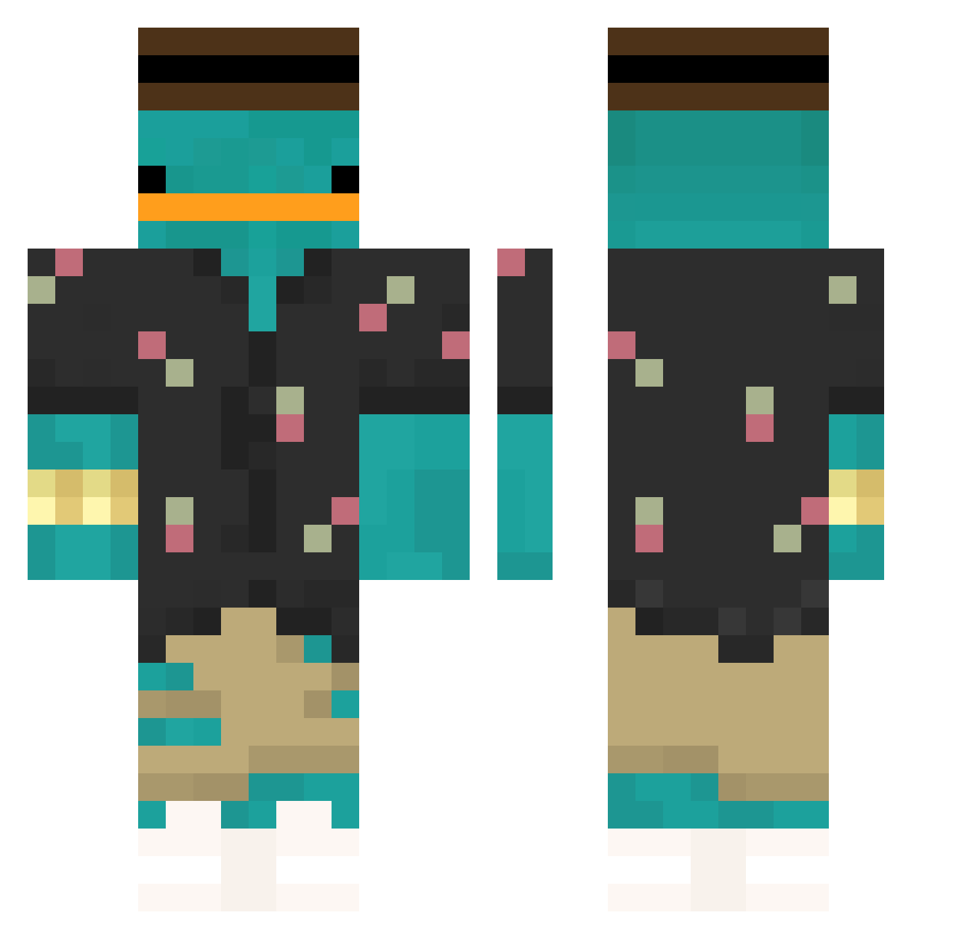 Termiix Minecraft skin, front and back view