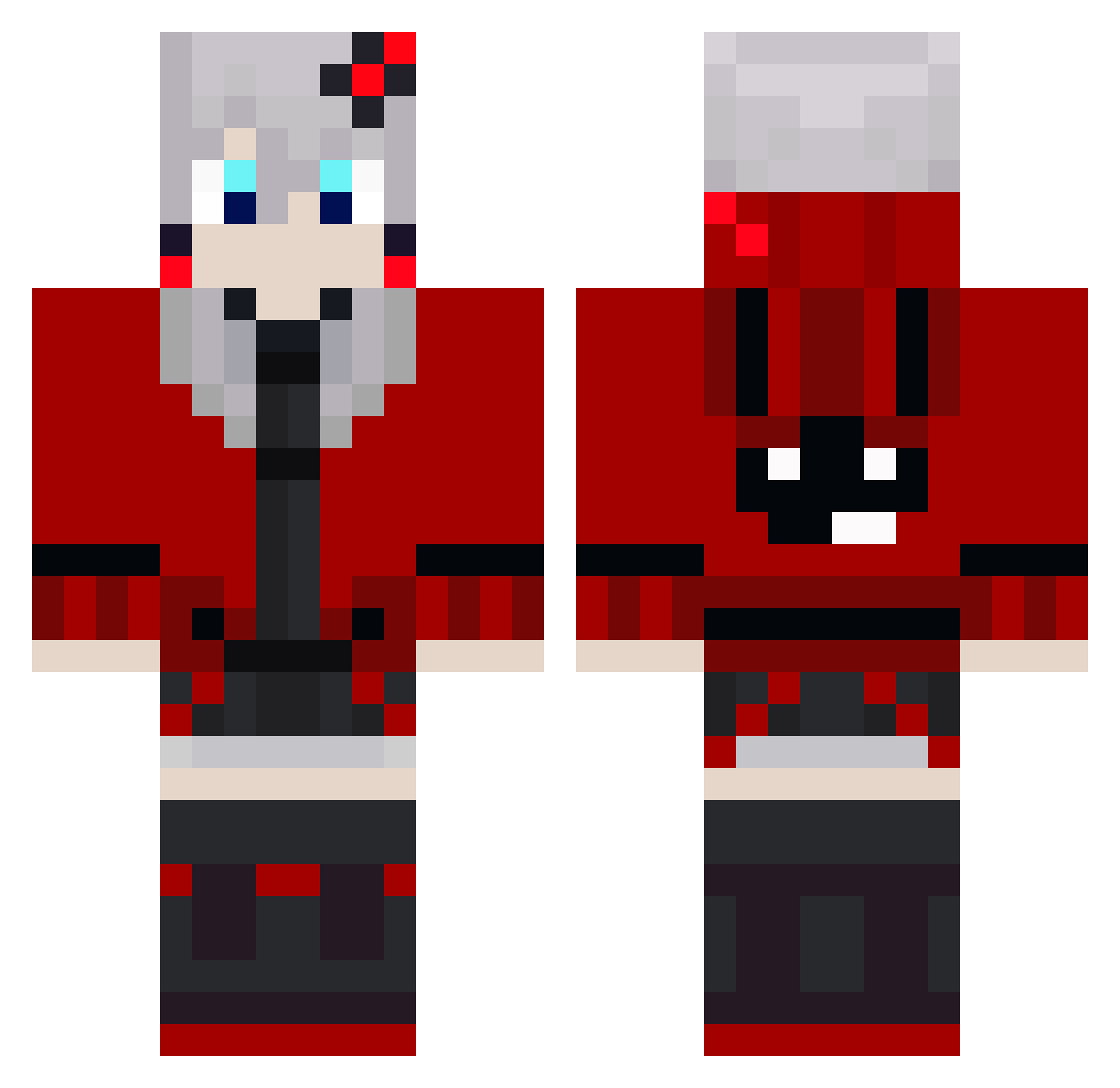 zirai Minecraft skin, front and back view