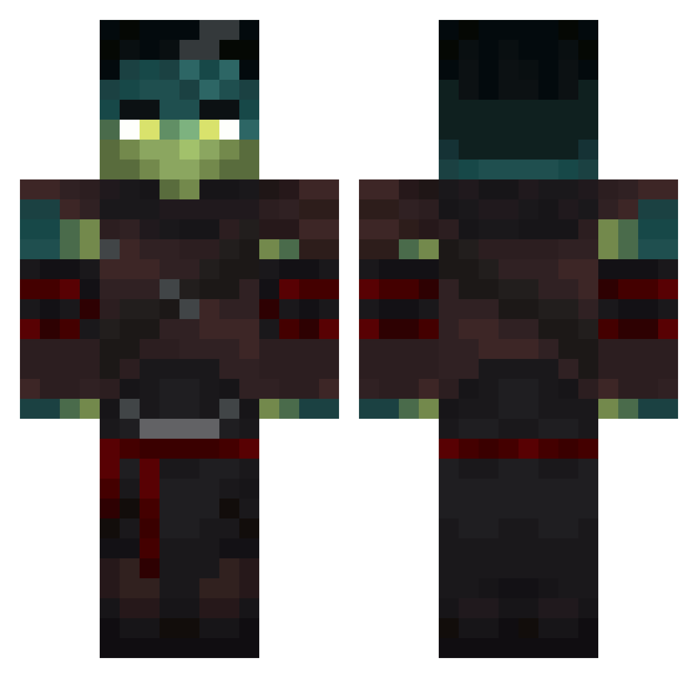 Zoidyyy Minecraft skin, front and back view