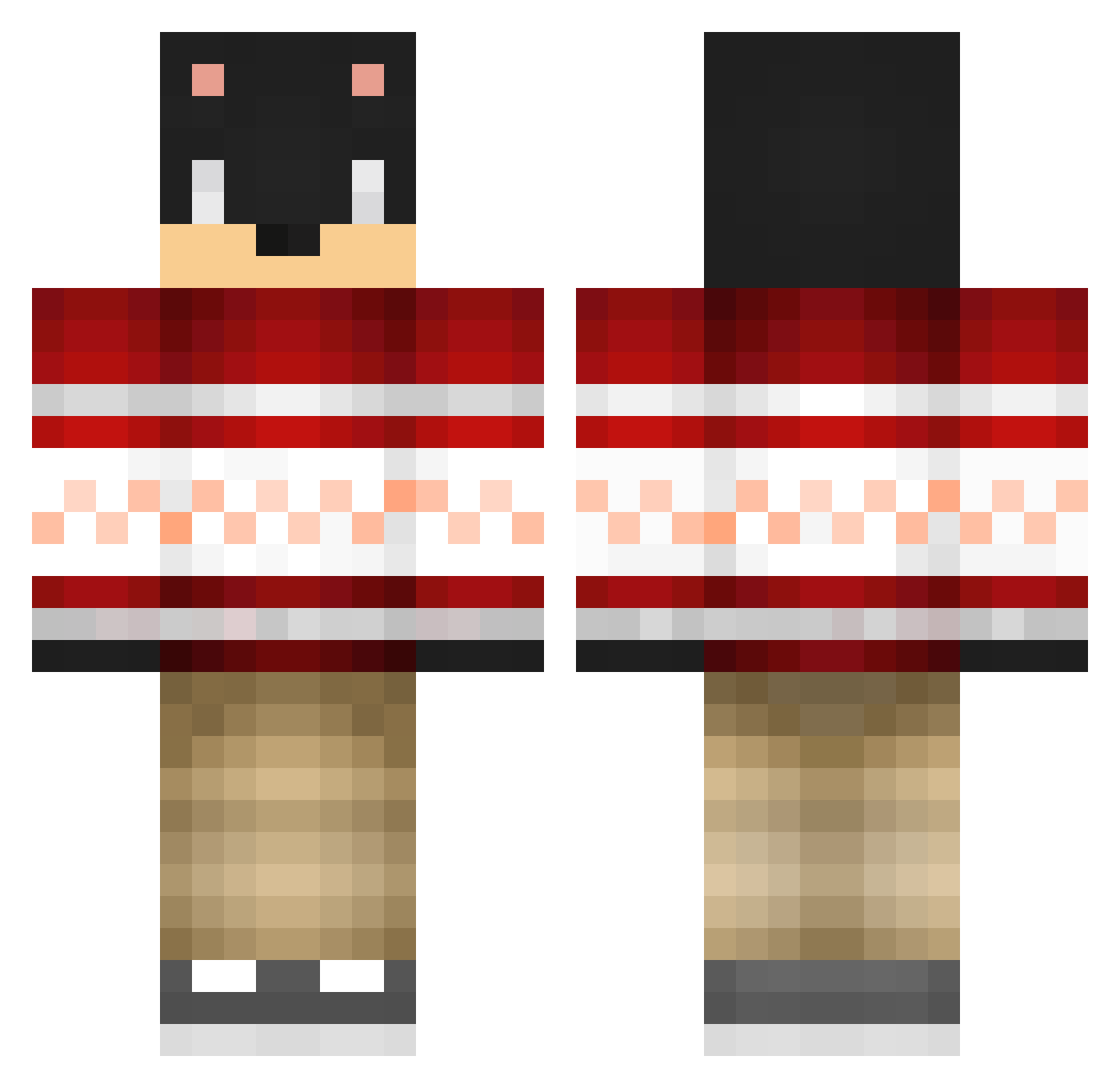 Revers Minecraft skin, front and back view
