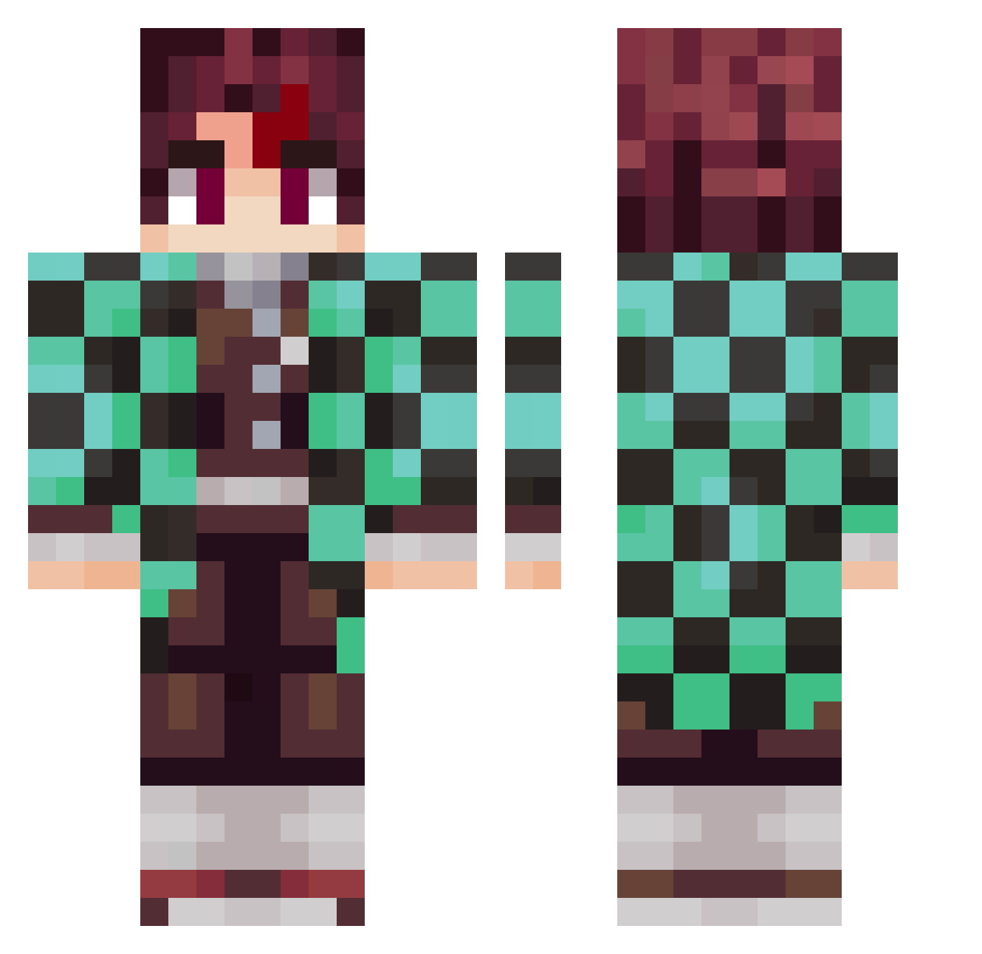 P4NCHOG4MES Minecraft skin, front and back view