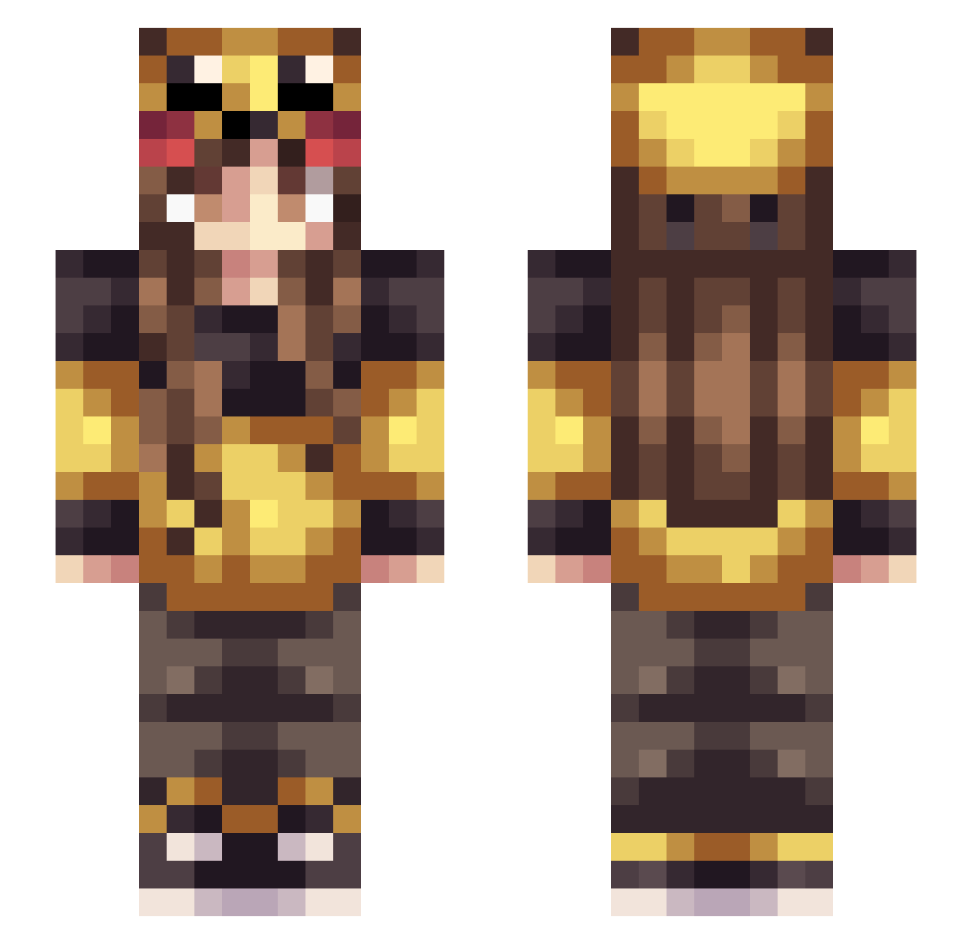 Rollerlane Minecraft skin, front and back view