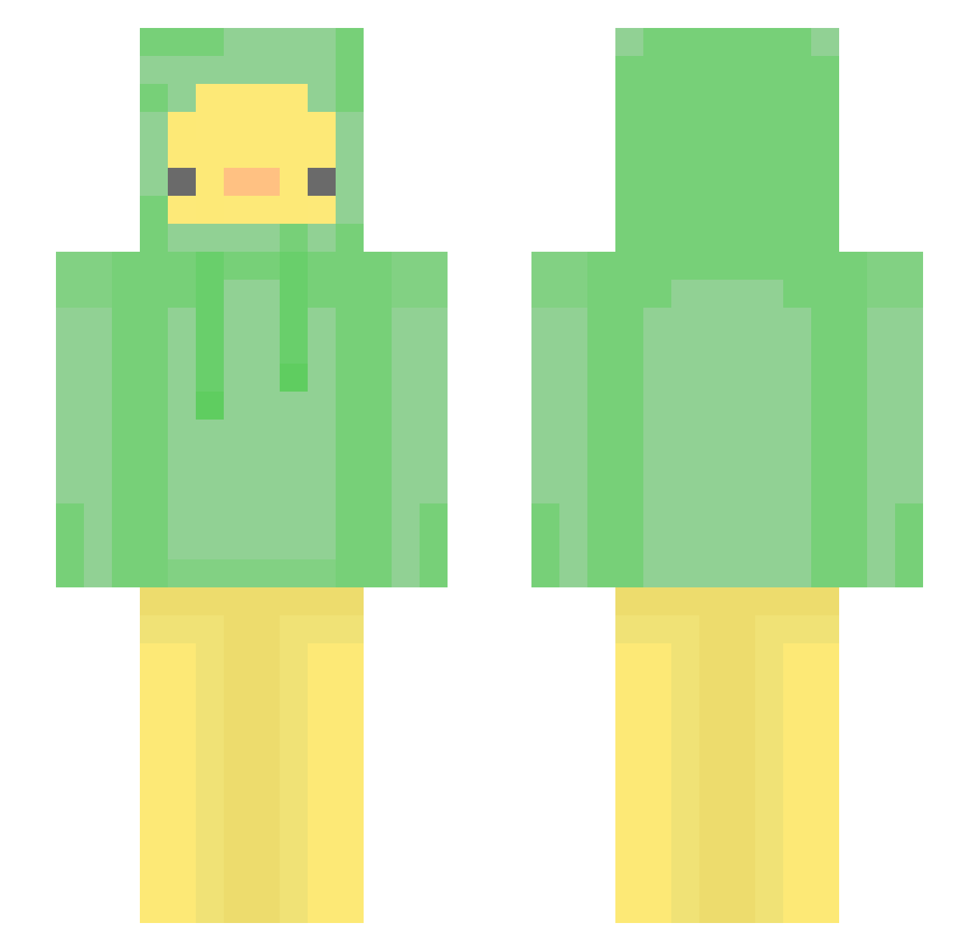 SPY_Rainbow Minecraft skin, front and back view