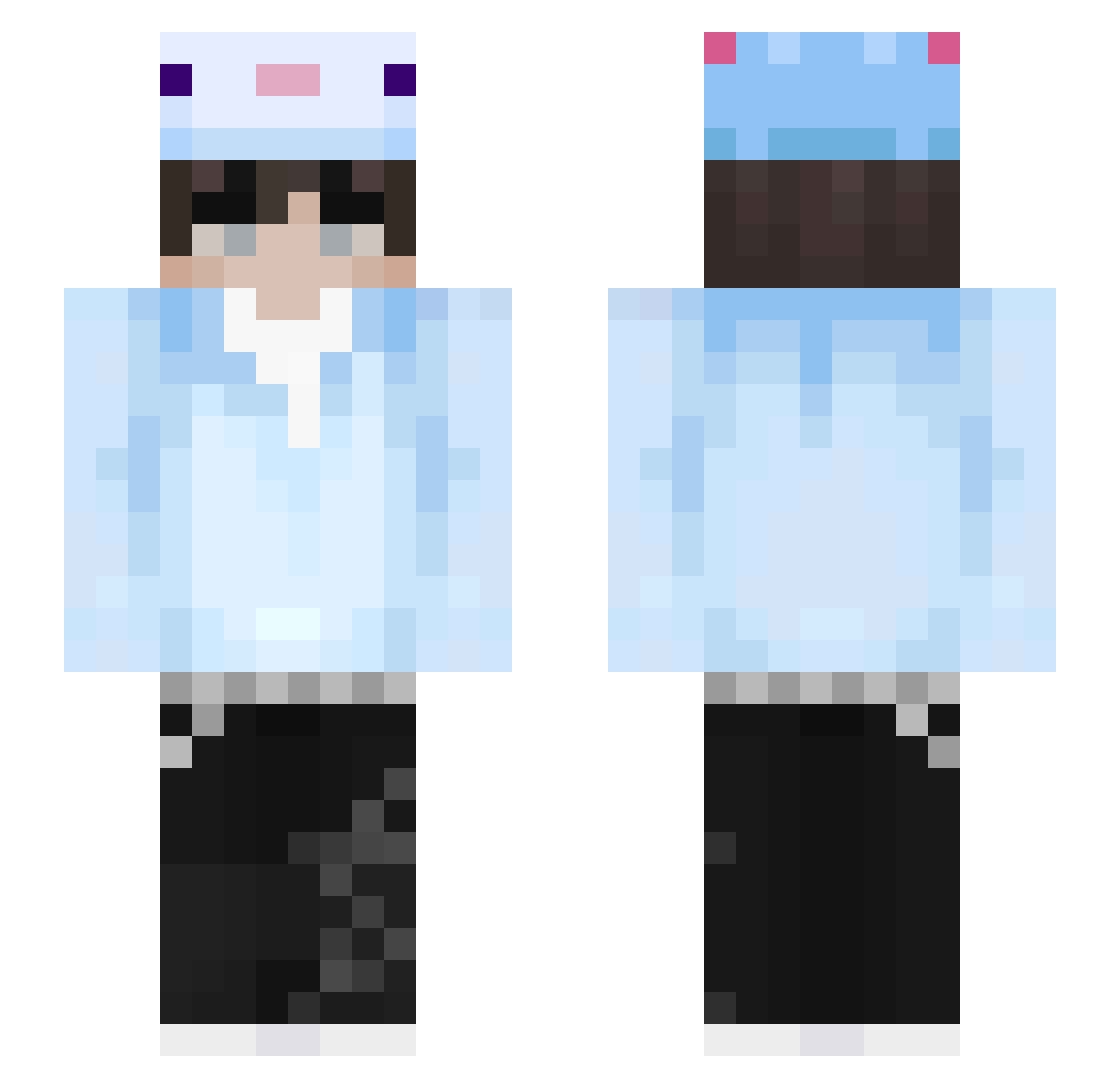 mvrclvca Minecraft skin, front and back view