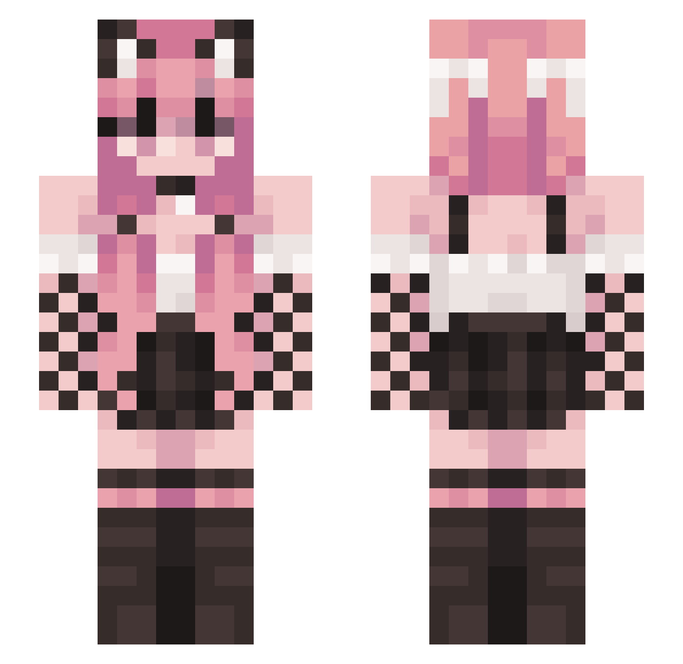 takelma Minecraft skin, front and back view