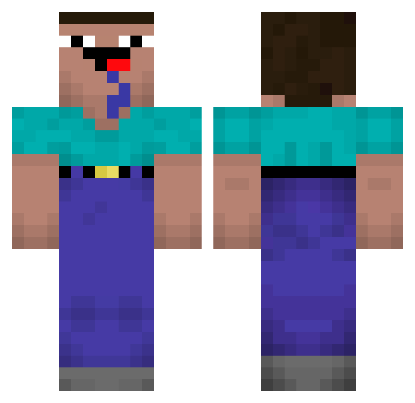 Jax7779 Minecraft skin, front and back view
