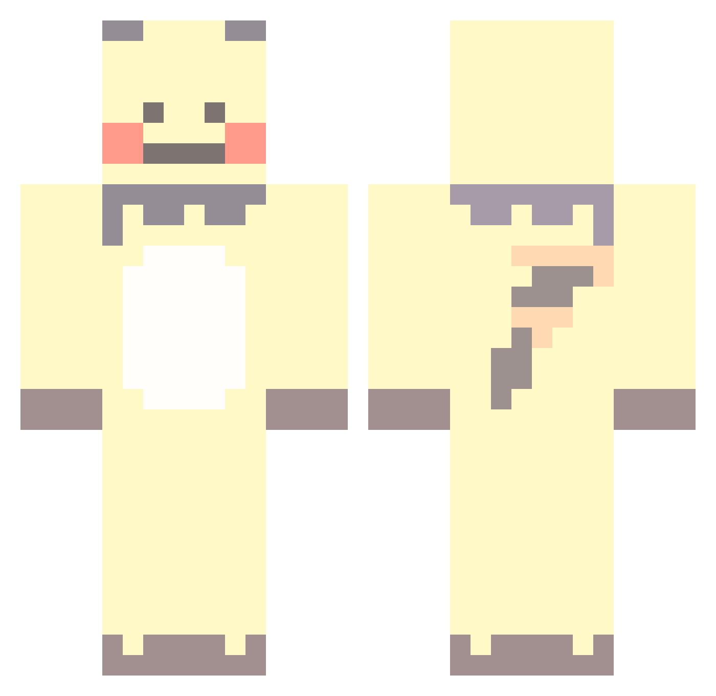 Yuboku Minecraft skin, front and back view