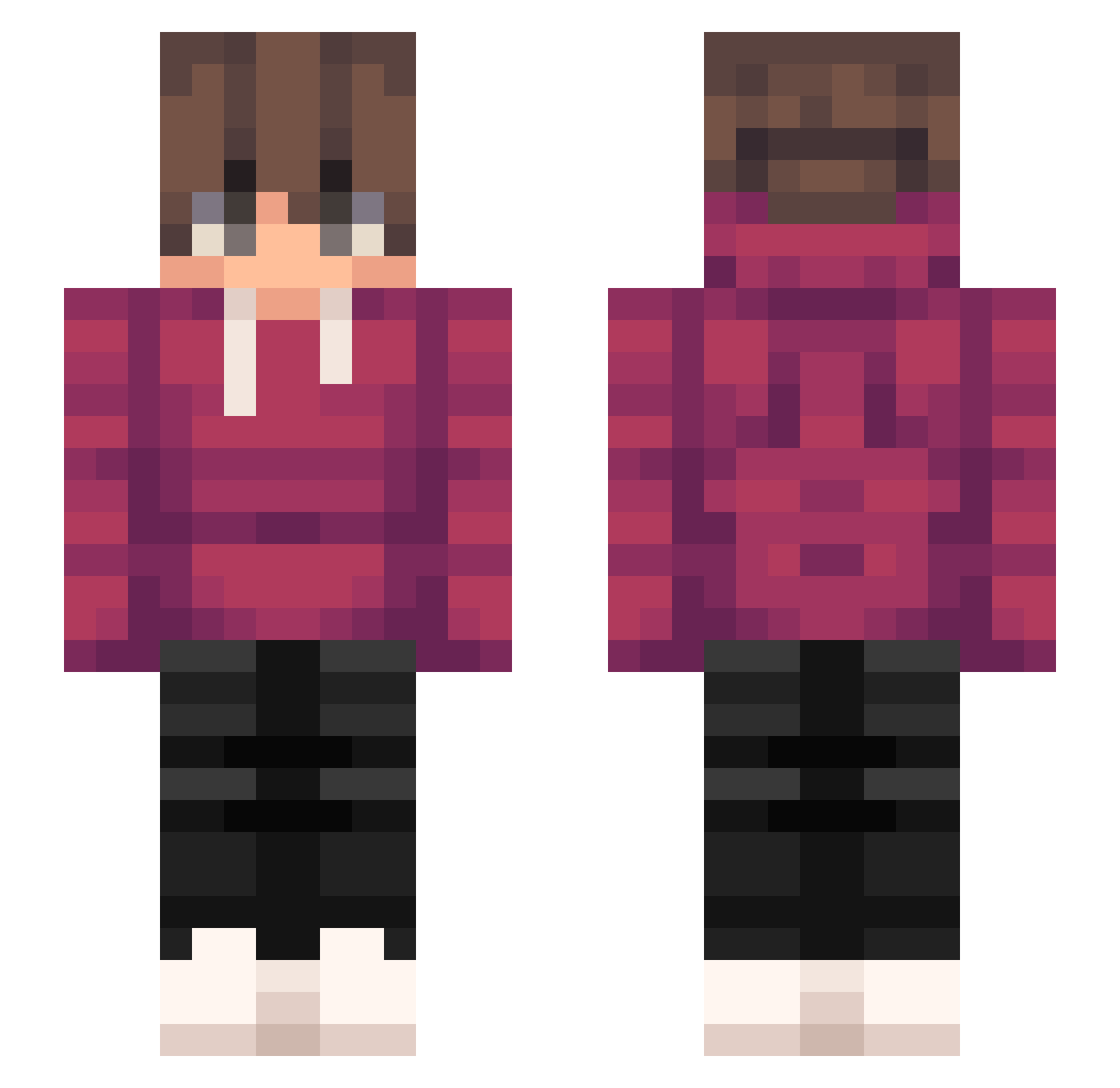 TrueZay Minecraft skin, front and back view