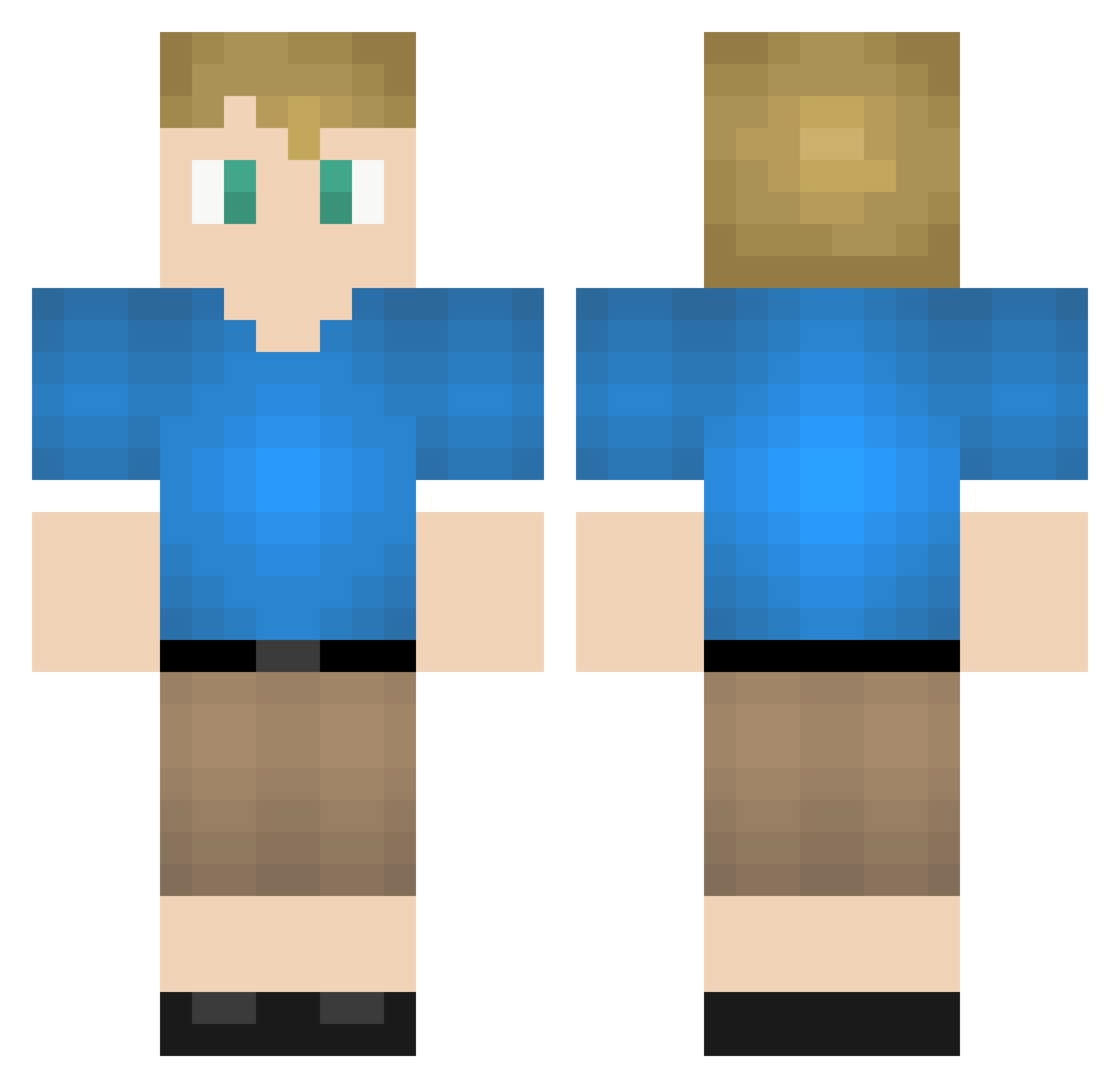Raxt3r Minecraft skin, front and back view
