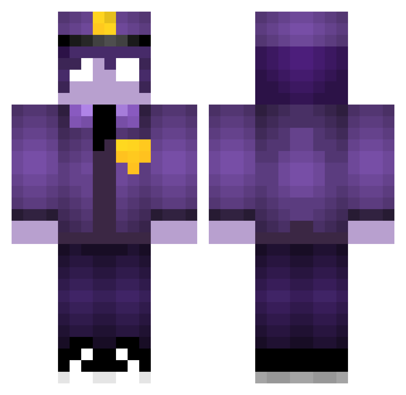Moniz_MEMES Minecraft skin, front and back view