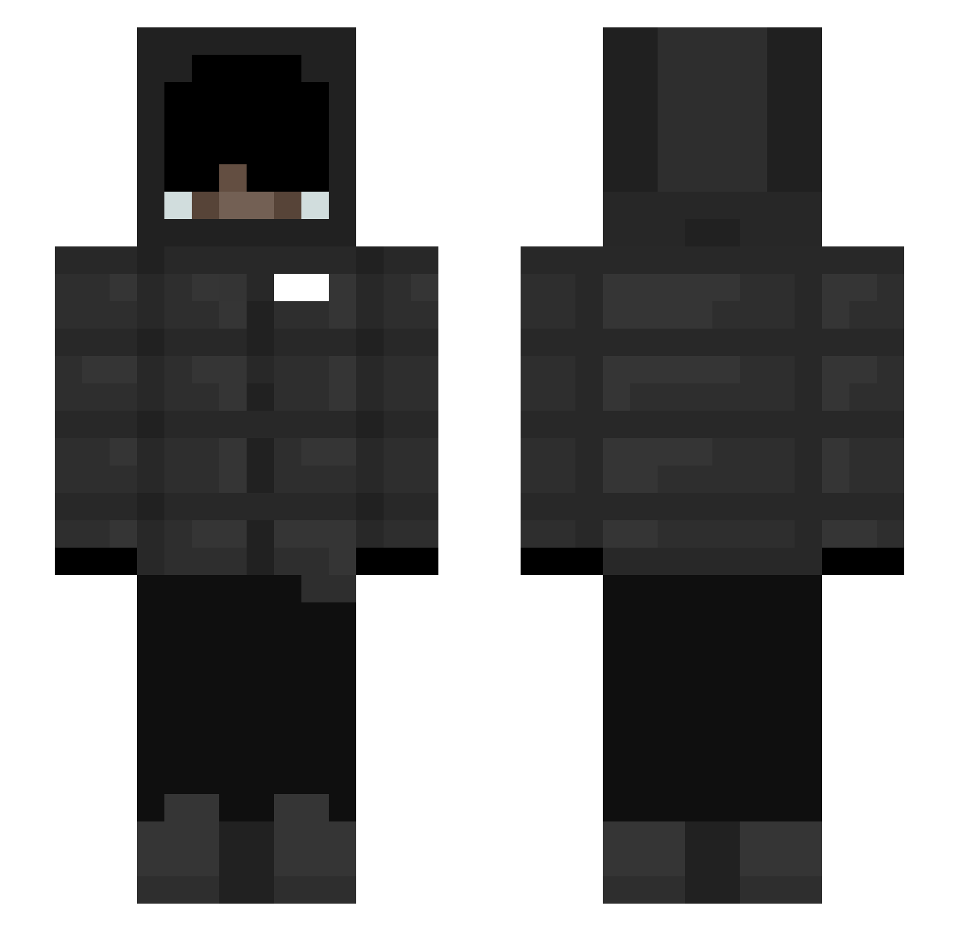 WhyReality Minecraft skin, front and back view