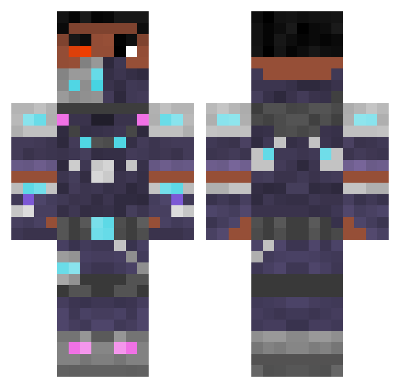 OhMyJays Minecraft skin, front and back view