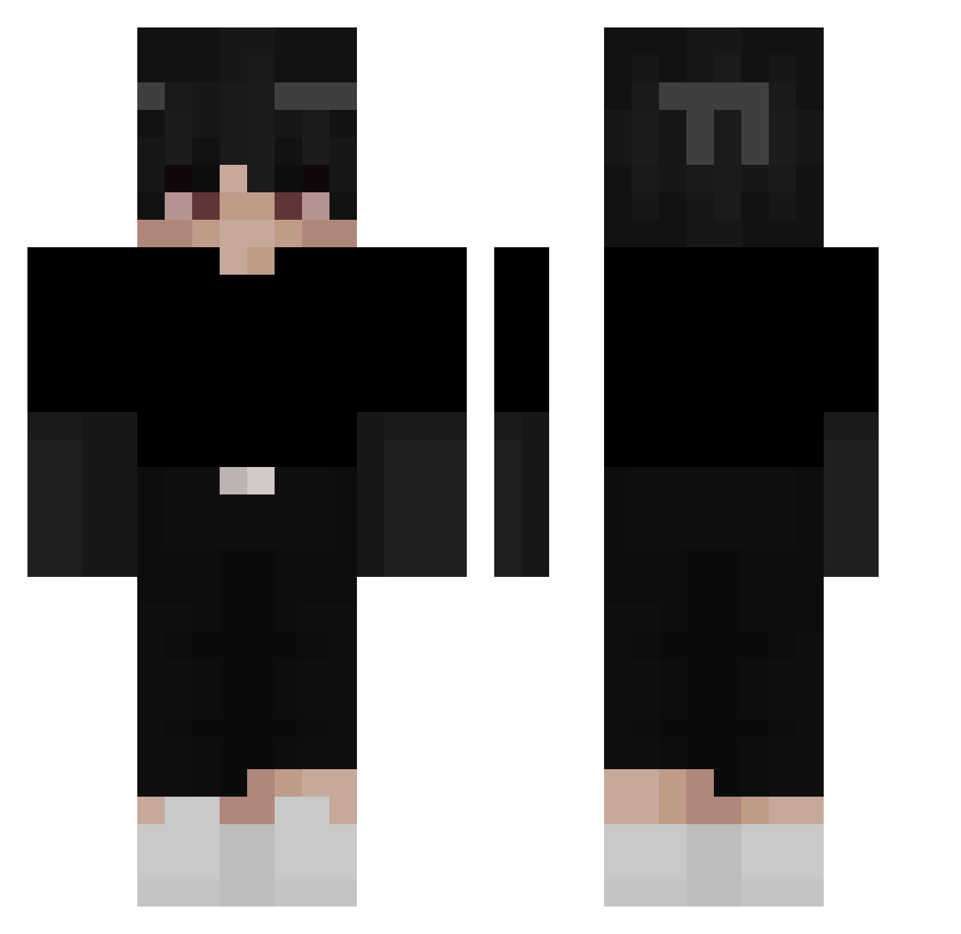 iWriteAlt Minecraft skin, front and back view