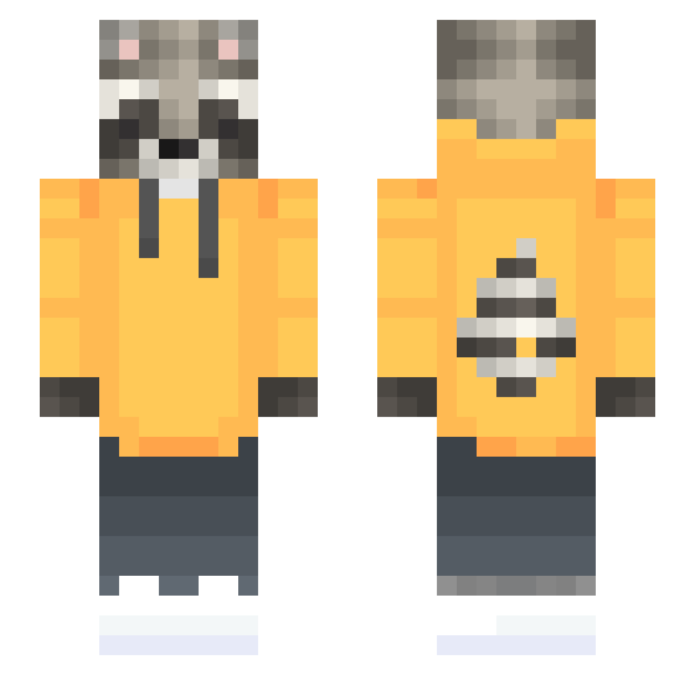 Surrelix Minecraft skin, front and back view