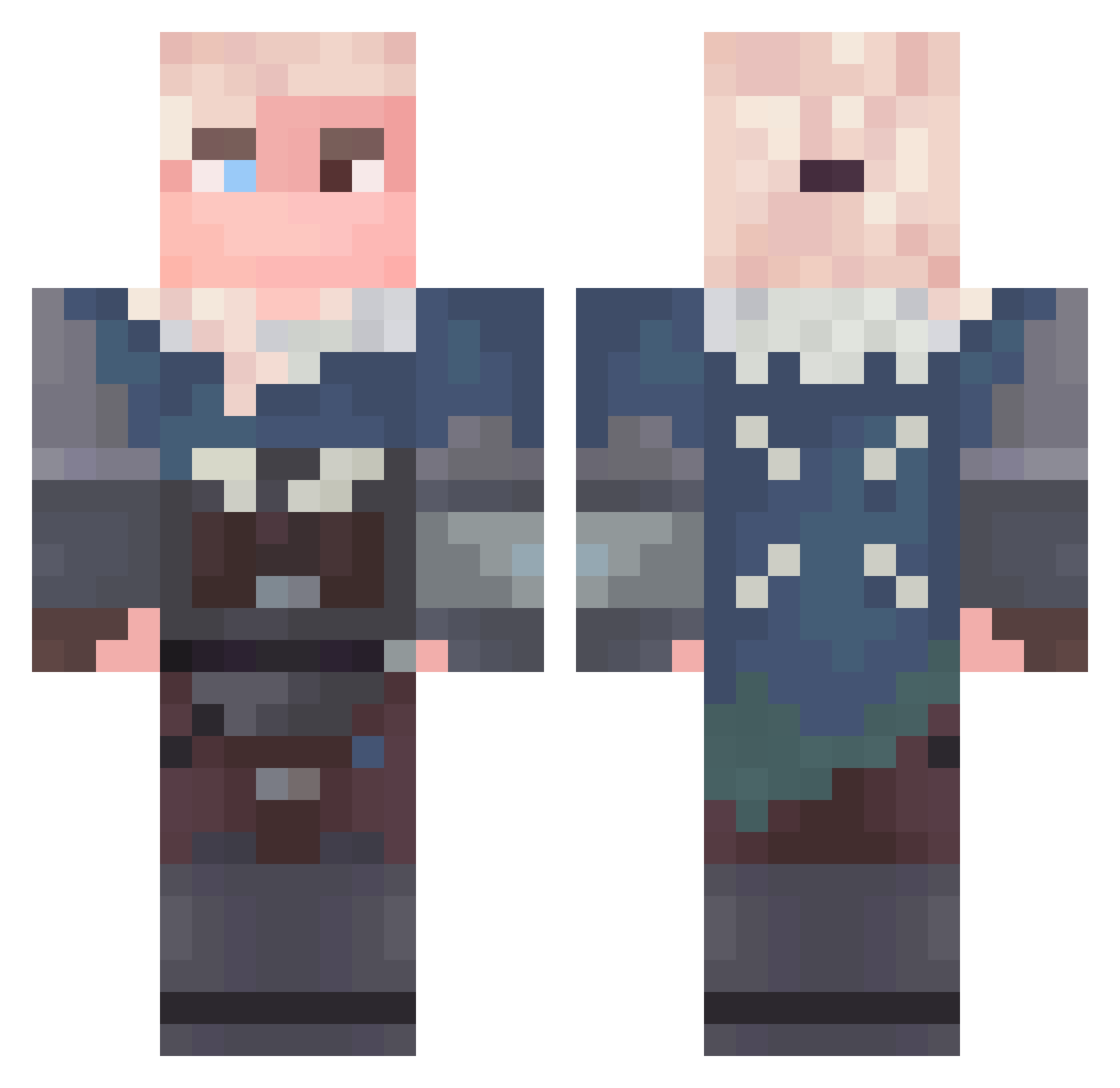 Vick2Cyan Minecraft skin, front and back view