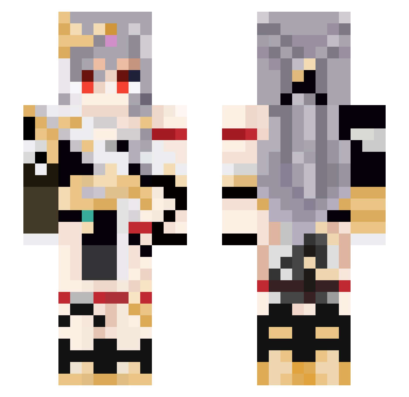 JackWH40K Minecraft skin, front and back view